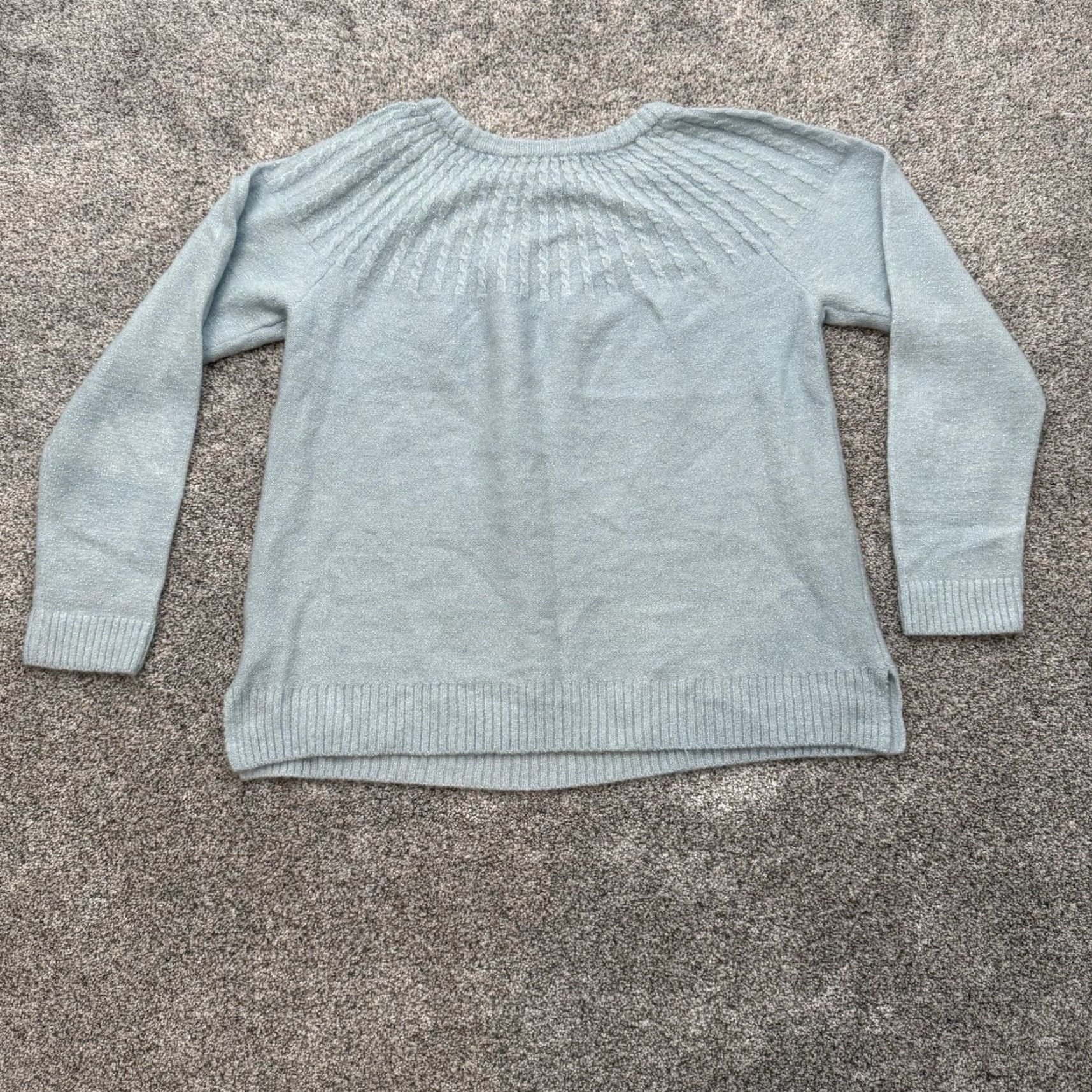 Croft & Barrow Crofts & Barrow Sweater Women Petite XL Light Blue Shimmer Metallic Holiday Winter Pullover Soft Cozy Timeless Seasonal Mens Womens Girls? Size XL / US 12-14 / IT 48-50 - 8 Thumbnail