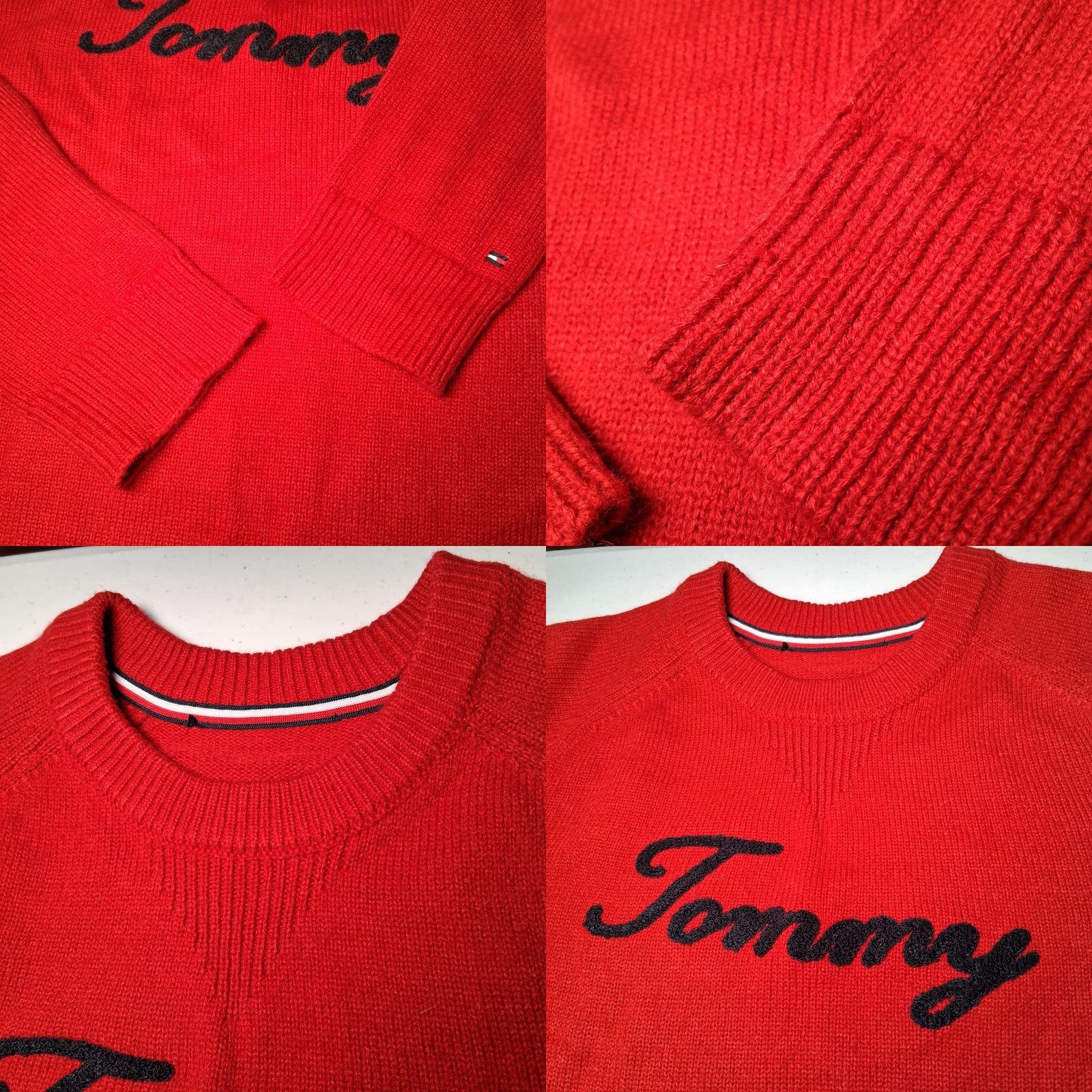 Tommy Hilfiger Tommy Hilfiger Sweater Women M/L Red Crewneck Pullover Varsity Lettering Preppy Casual Knitted Knit Raglan Sleeve Regular Size M/L, China, Vintage? Size M / US 6-8 / IT 42-44 - 8 Thumbnail
