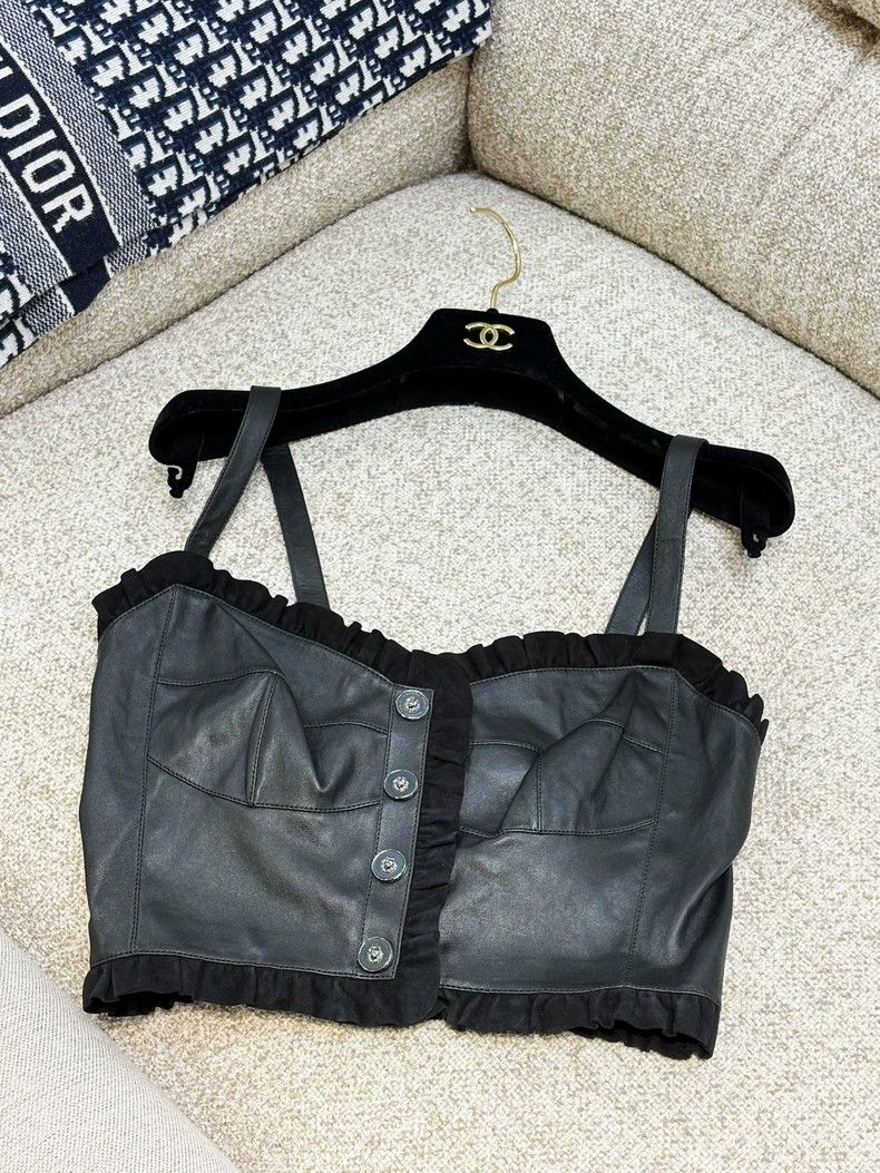 Chanel Chanel 22P black 36 yards velvet edge lambskin suspenders Size XS / US 0-2 / IT 36-38 - 3 Thumbnail
