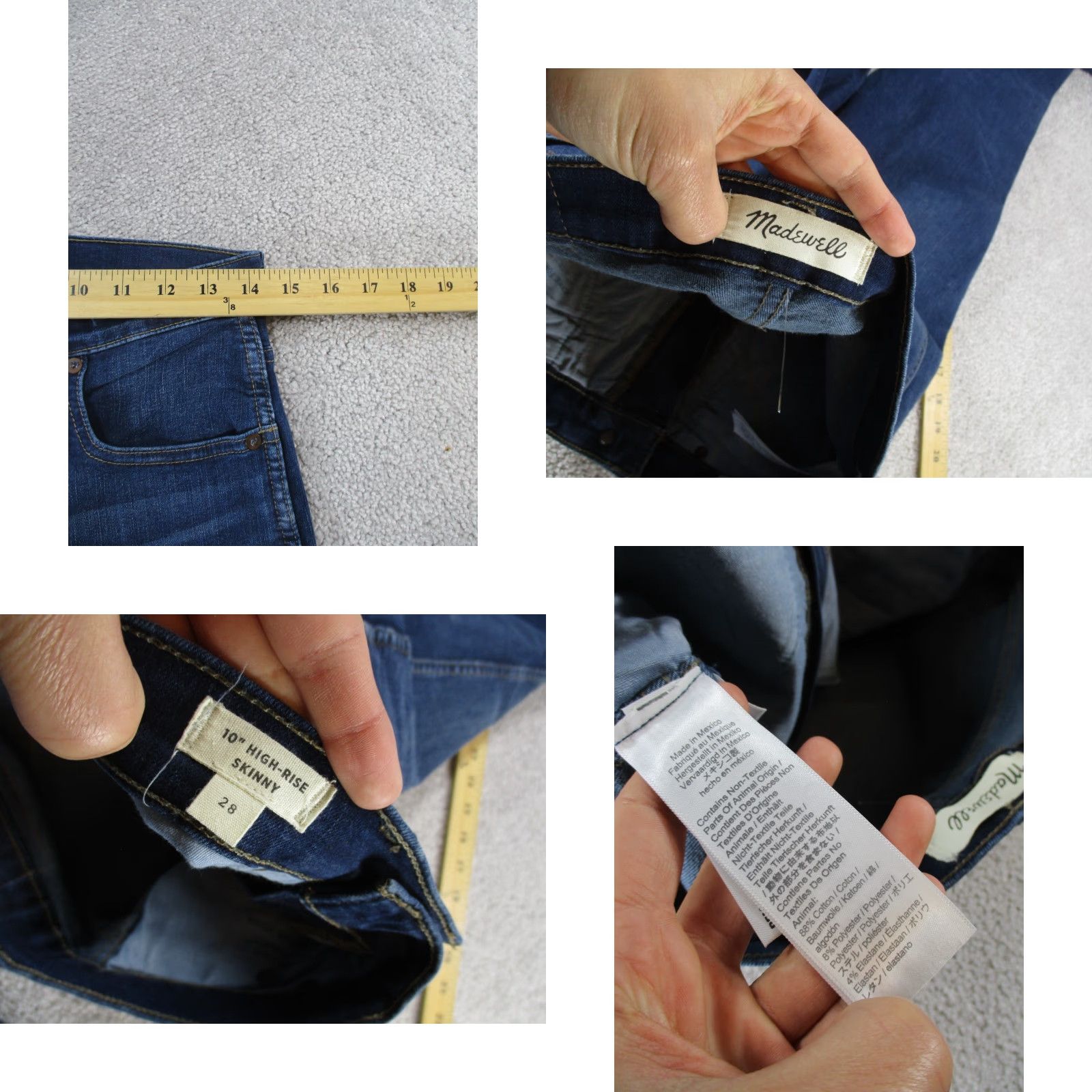 Madewell Madewell Jeans Womens 28 High Rise Skinny Dark Wash Denim Blue Zip Wide Rise High Size 28" / US 6 / IT 42 - 8 Thumbnail