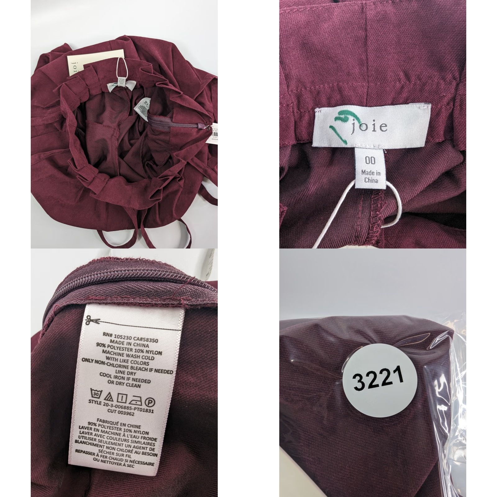 Joie NWT Joie Pants Deep Wine Paperbag Tie Belted Womens Size 00 Pull-on Size 24" / US 00 / IT 34 - 8 Thumbnail