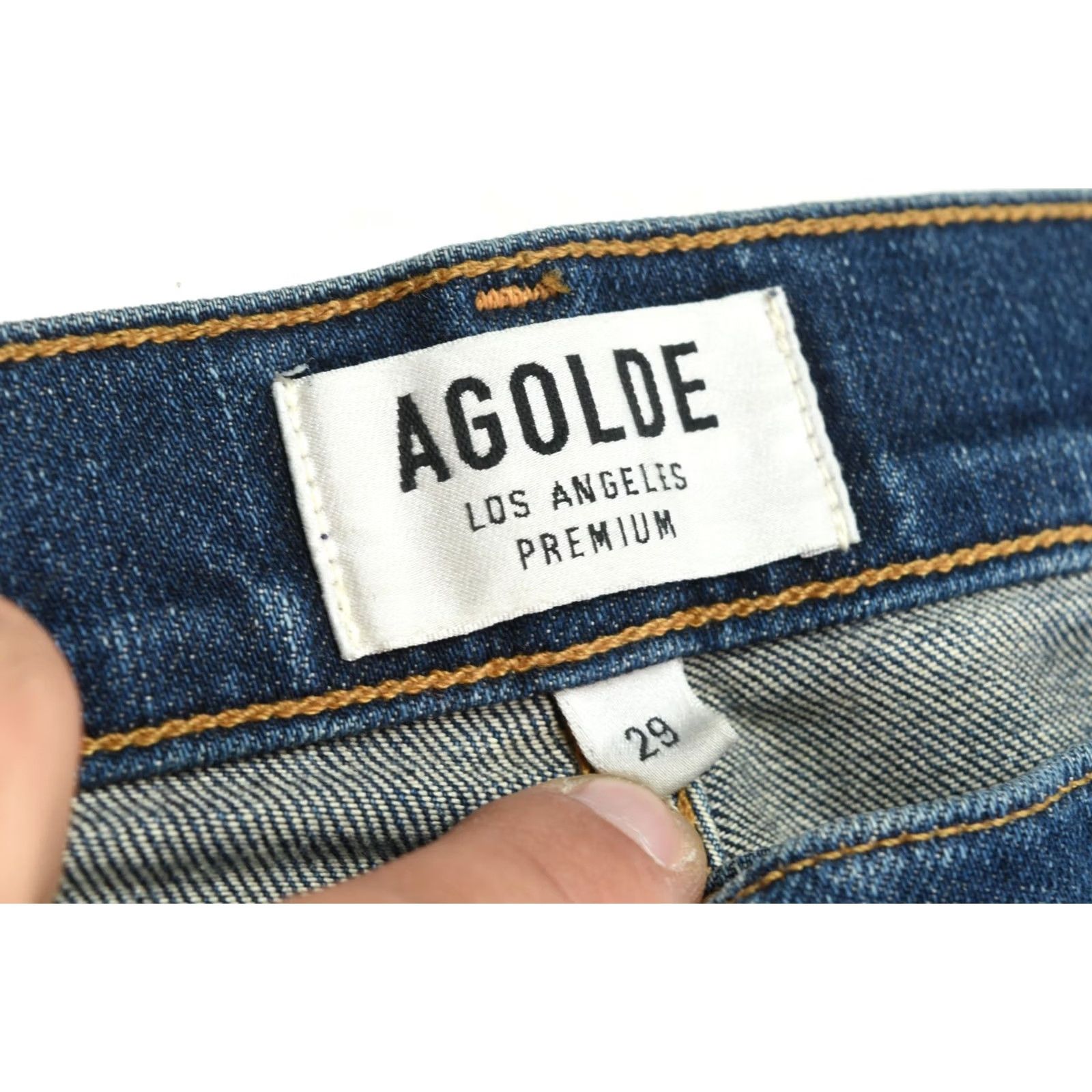 Agolde AGOLDE Sophie Skinny Jeans Womens 29 Blue High-Rise Distressed Denim Jeans Skinny Womens 29 Blue Distressed Denim 90s? Size 29" - 6 Thumbnail