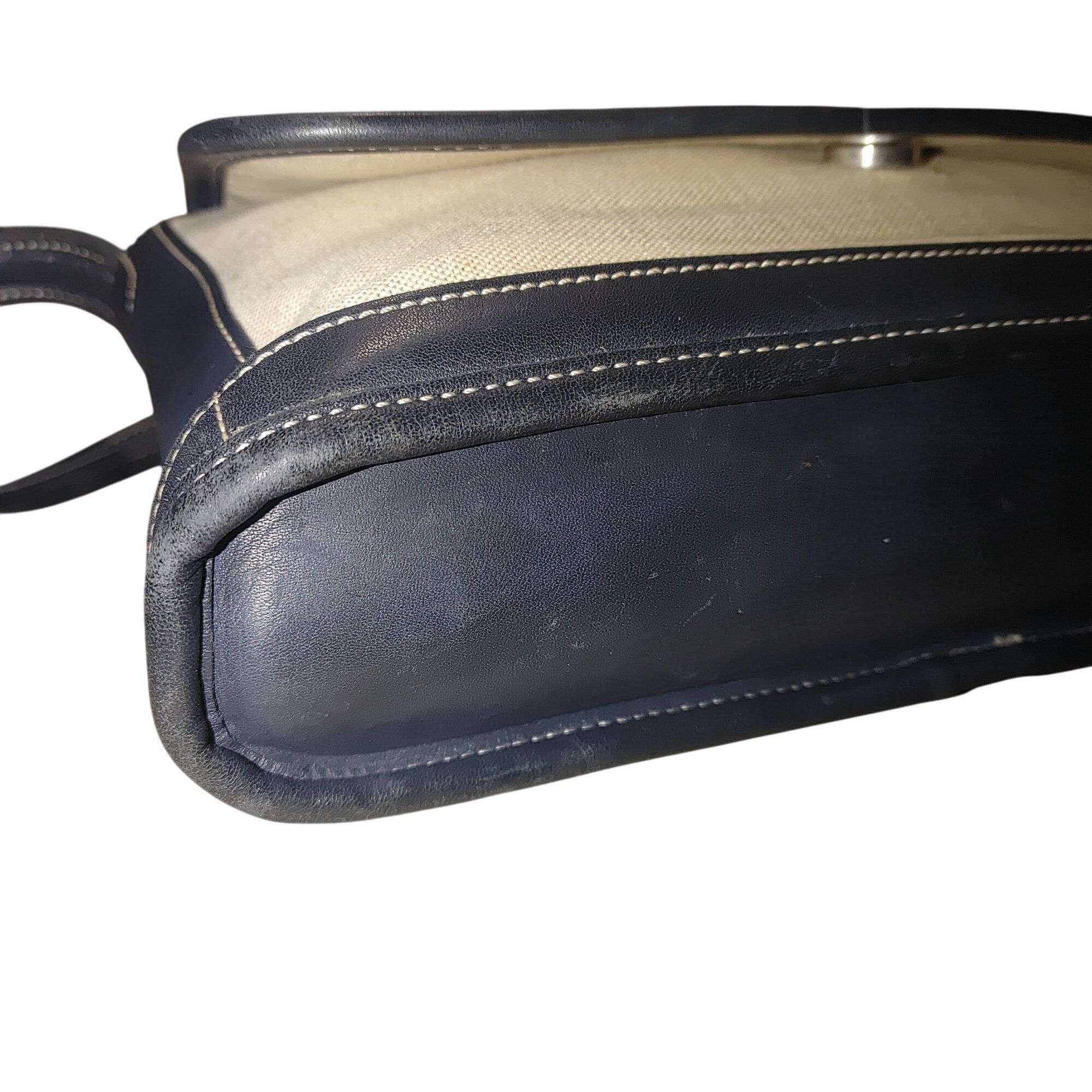 Coach Coach Bleeker Flap Purse Handbag 90s Navy Blue Black Canvas Size ONE SIZE - 7 Thumbnail