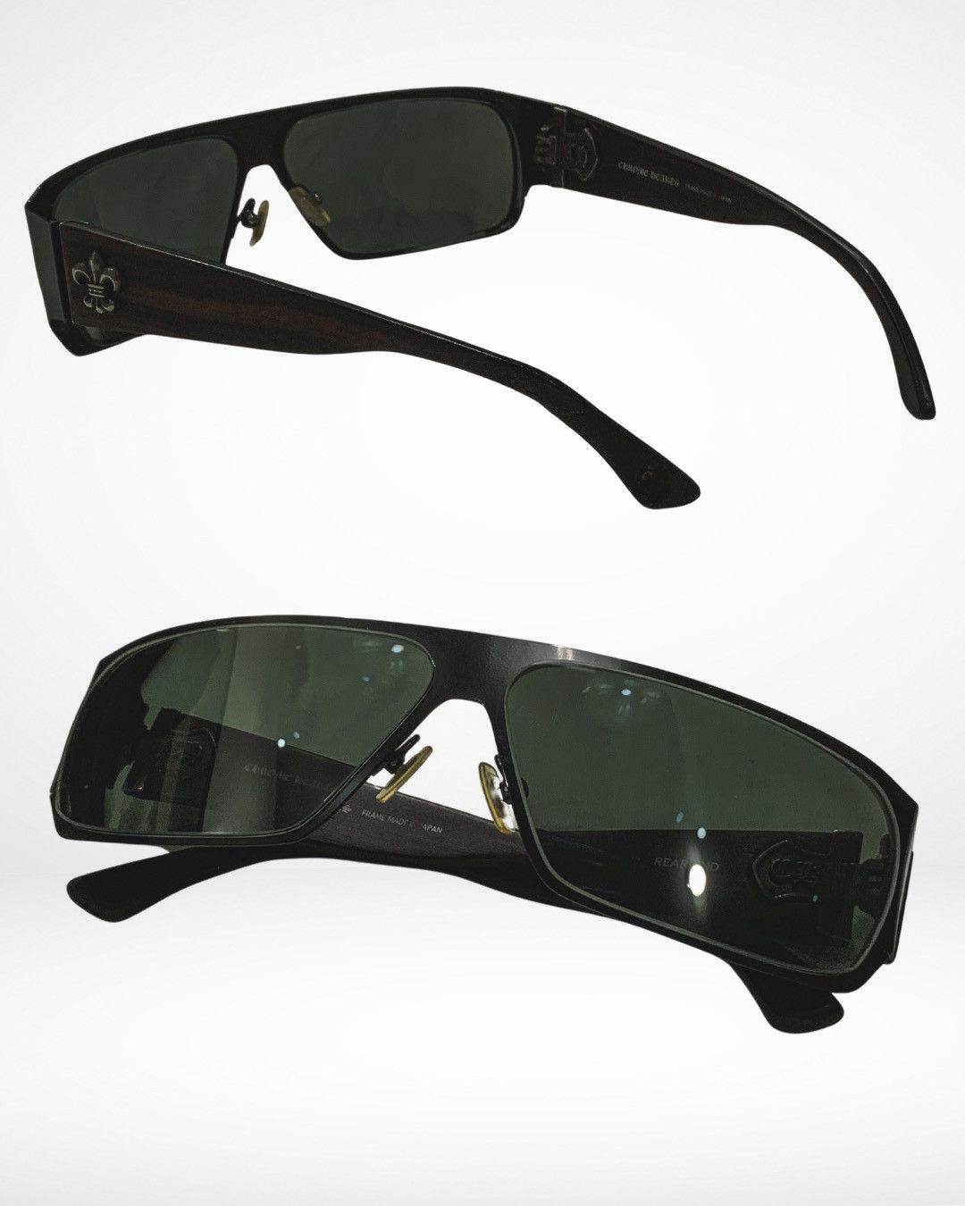 Chrome Hearts 1990s Rear End Wood Frame Fleur De Lis Silver Sunglasses Size ONE SIZE - 8 Thumbnail