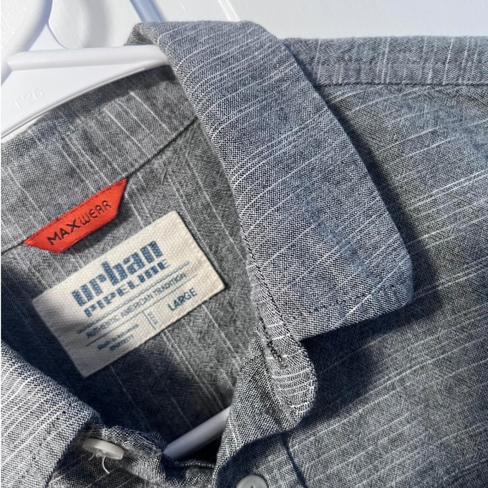 Urban Pipeline Urban Pipeline Button Down Kids Large Gray Striped Shirt Size US L / EU 52-54 / 3 - 1 Thumbnail