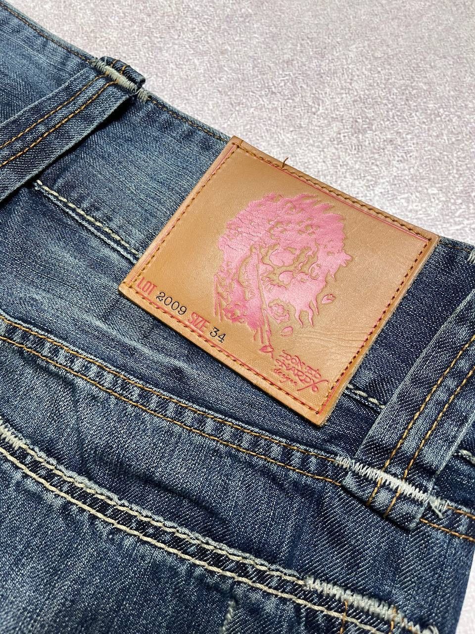 Vintage Ed Hardy Tiger Embroidery Baggy Jeans 34x33