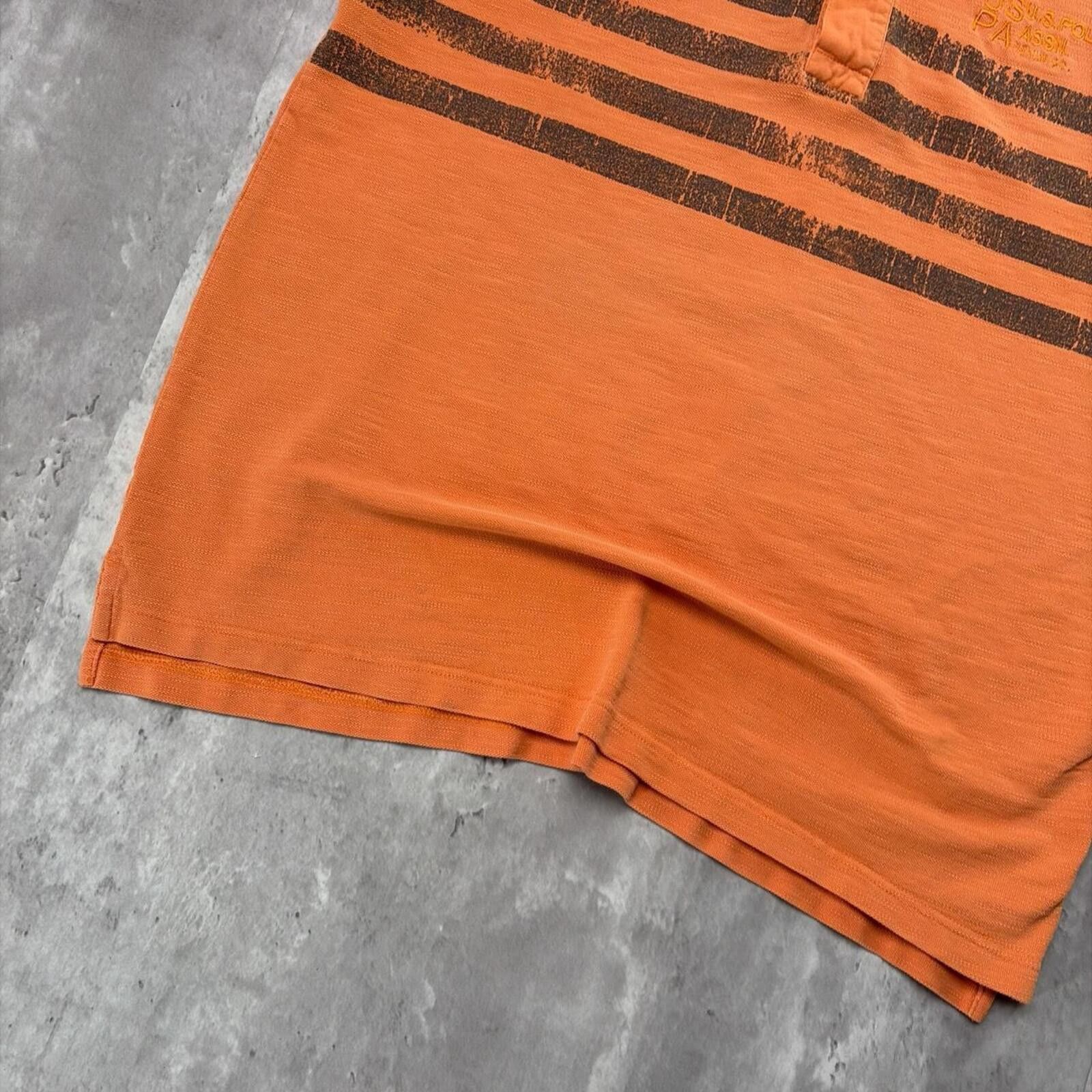 U.S. Polo Assn. Y2K Orange U.S. Polo Assn Grunge Striped Skater Polo Shirt Size US L / EU 52-54 / 3 - 4 Thumbnail