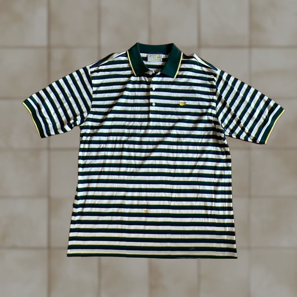 Vintage Masters Augusta National Golf Shop Polo Shirt Mens XL Green Striped Casual Cotton Short Sleeve Button-Up Polo Size US XL / EU 56 / 4 - 1 Thumbnail