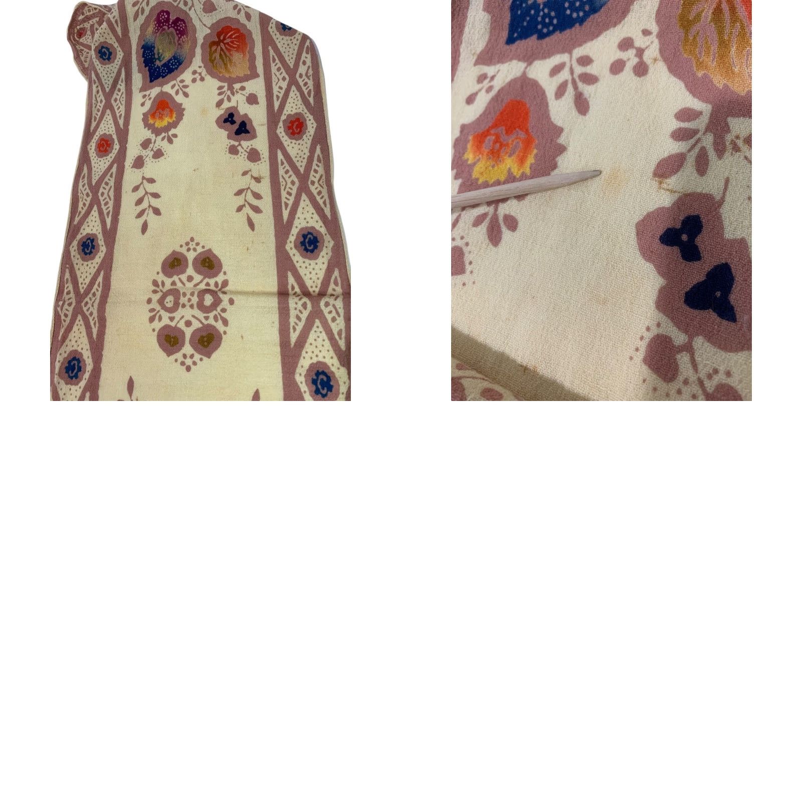 Vintage VINTAGE Linen Blend Boho Scarf Leaf Print 40 x 10 Inch Size ONE SIZE - 8 Thumbnail