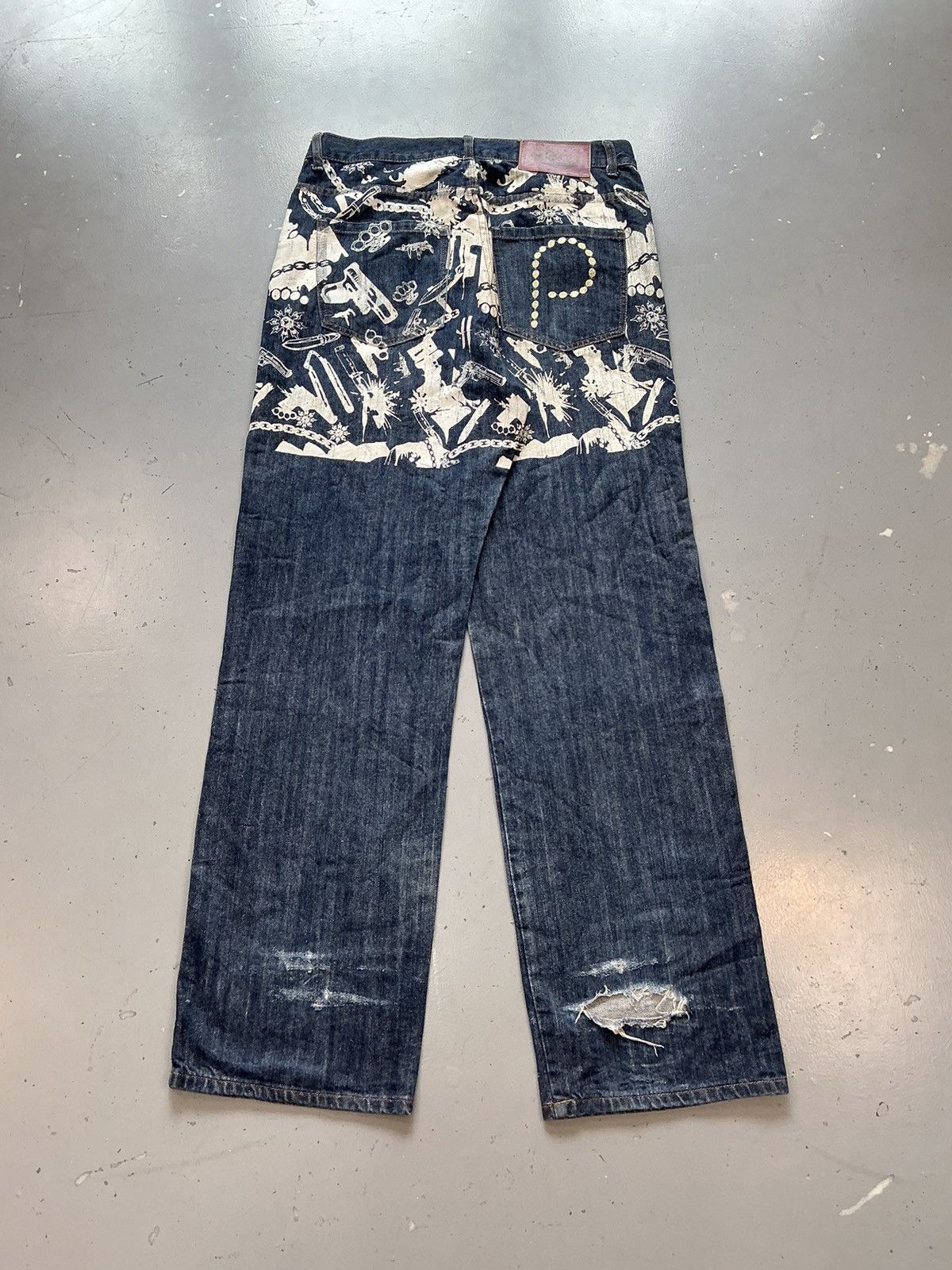 Designer × Vintage Vintage parish crazy patterns printed straight fit denim Size US 35 - 1 Thumbnail