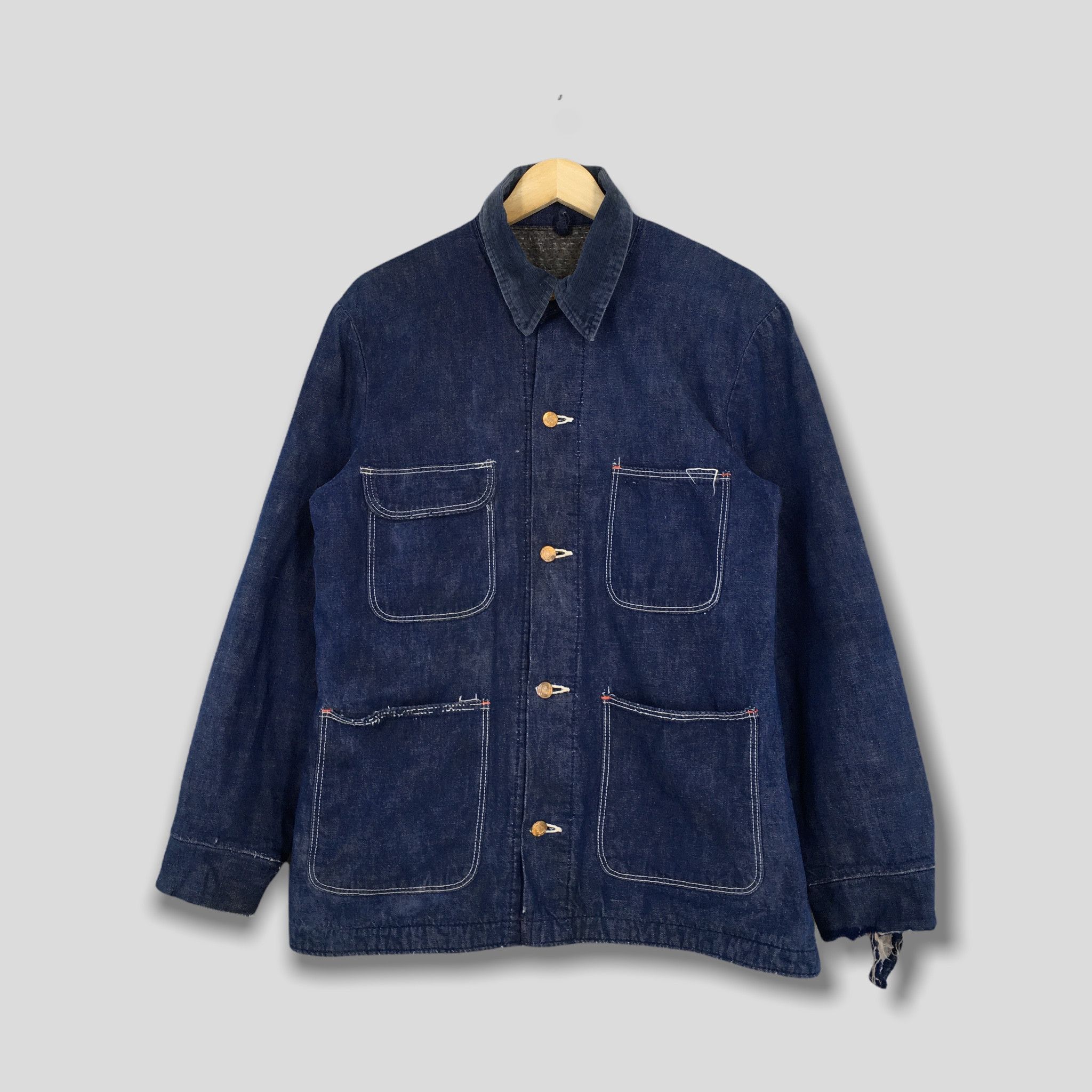 Wrangler Vintage 80s Wrangler Blue Chore Denim Jeans Jacket Medium Size US M / EU 48-50 / 2 - 1 Thumbnail
