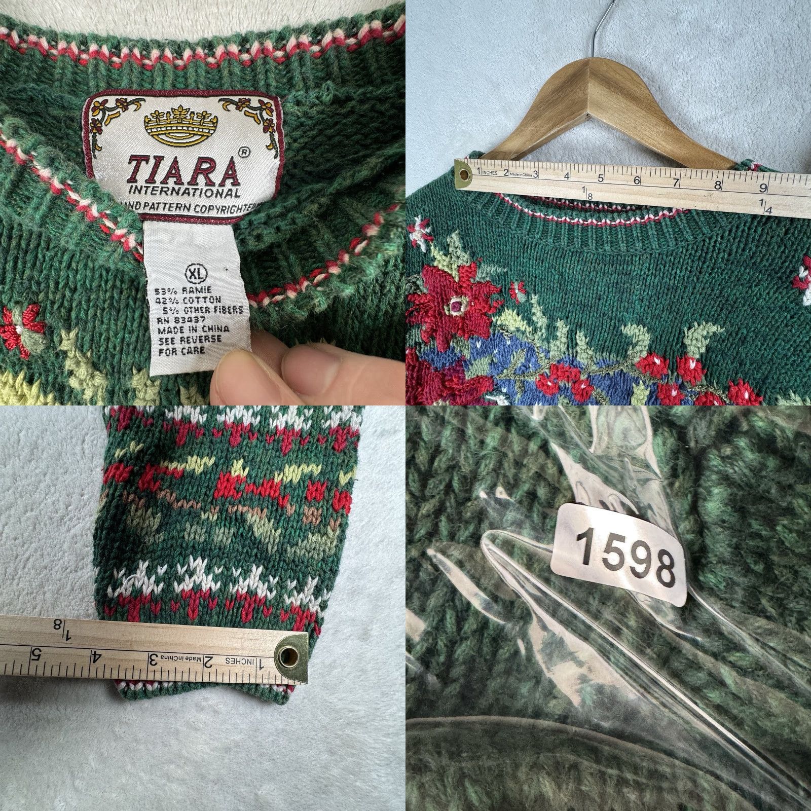 Vintage VINTAGE Tiara International Ugly Christmas Sweater Tree XL Green Embroidered Size XL / US 12-14 / IT 48-50 - 9 Thumbnail