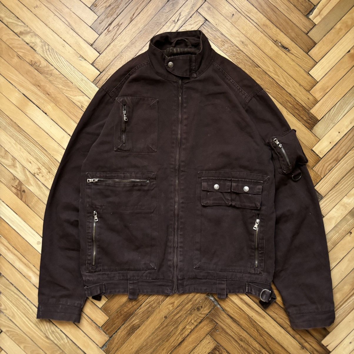 Vintage Multi-pocket Denim Cargo Jacket Y2K Boxy Punk - Main Image