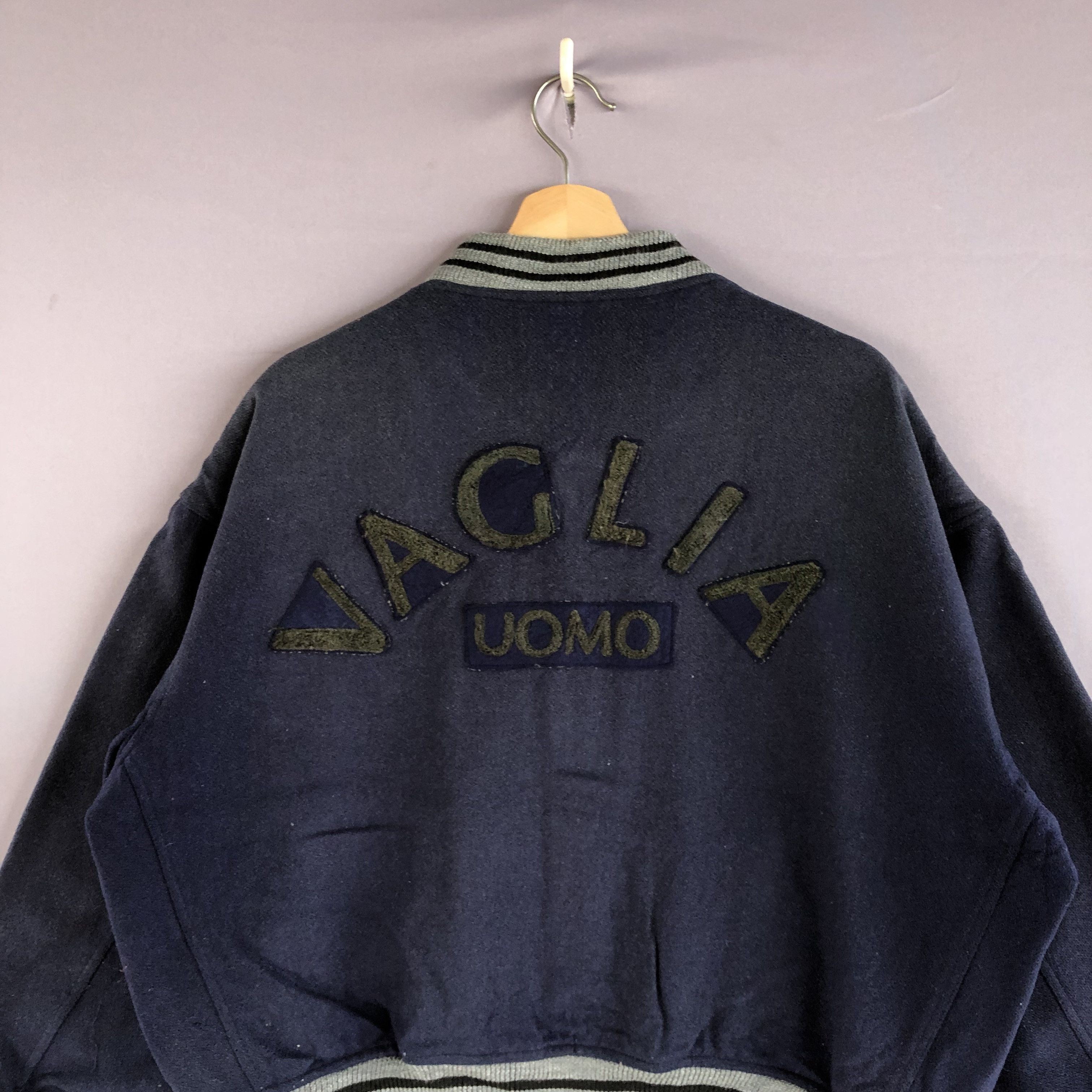 Vintage Vintage 90s Vaglia UOMO Japanese Varsity Wool Bomber Jacket Size US L / EU 52-54 / 3 - 3 Thumbnail