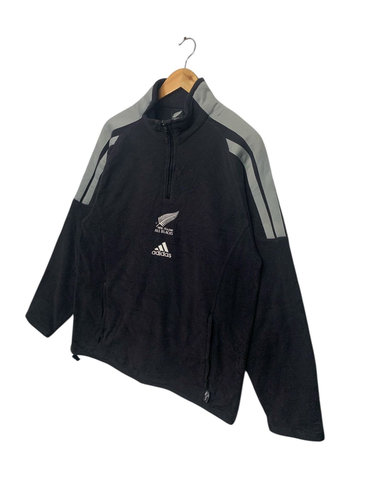 Adidas × All Blacks × Vintage Vintage Adidas X New Zealand All Black Fleece Half Zipper Size US M / EU 48-50 / 2 - 2 Thumbnail