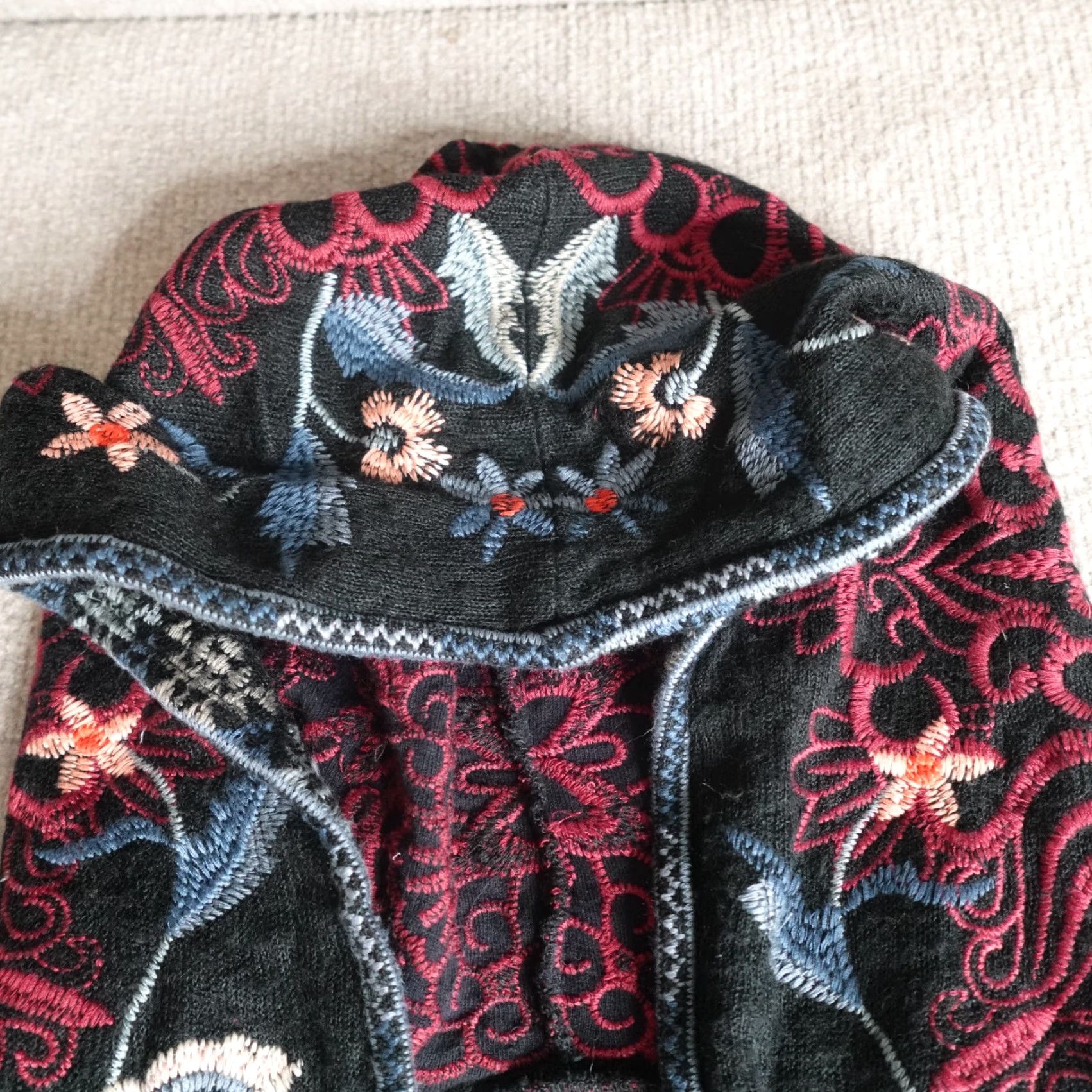 Johnny Was Johnny Was Womens Cardigan XS Black Cotton Knit Hooded Embroidered Duster Biya Size XS / US 0-2 / IT 36-38 - 6 Thumbnail