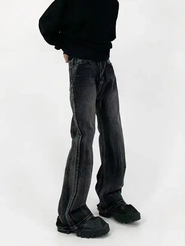 Japanese Brand Fukiishi x Aoi Vintage Washed Black Micro Flare Jeans Size US 32 / EU 48 - 3 Thumbnail
