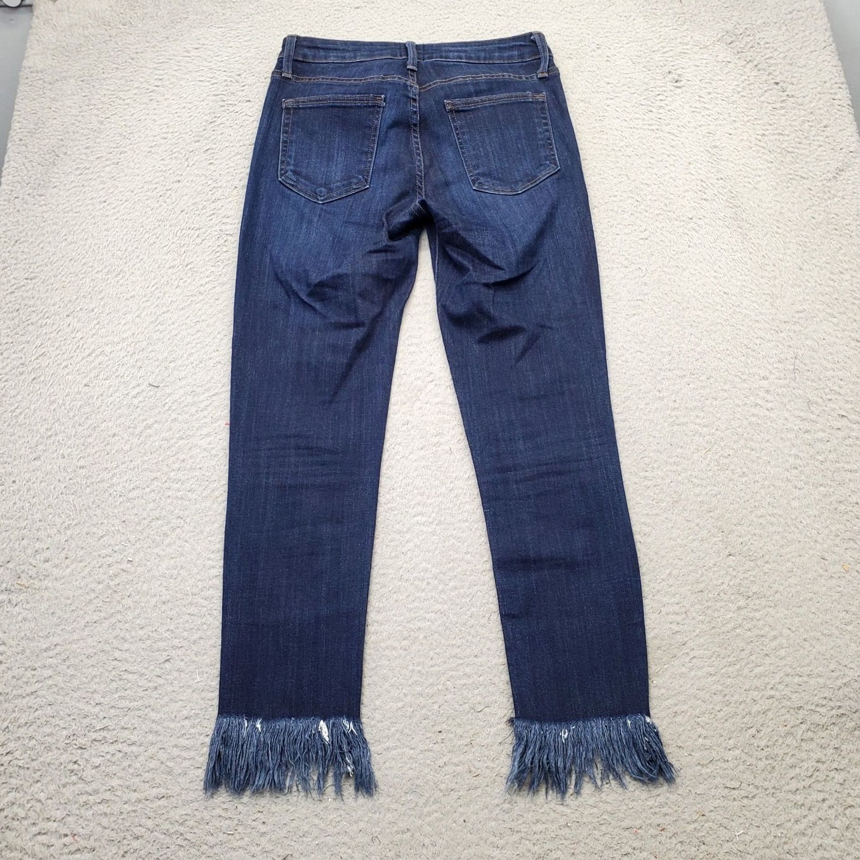 Denime JUST BLACK Jeans Womens Size 27 Blue Denim Cotton Pockets Dark Wash Frayed Hem Jeans 5-Pocket Design Women Size 27 Dark Wash Blue Size 27" / US 4 / IT 40 - 2 Thumbnail
