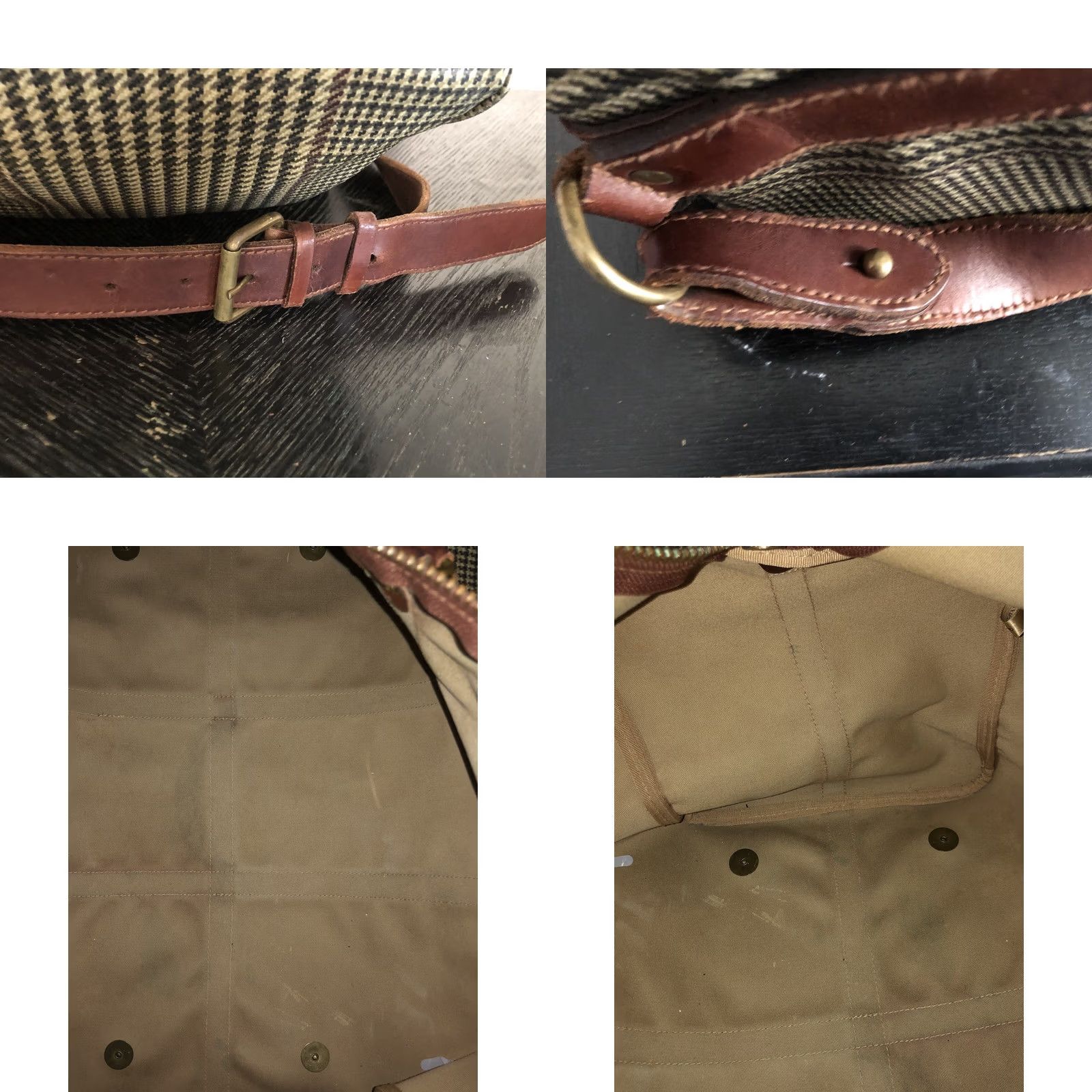 Polo Ralph Lauren VINTAGE Polo Ralph Lauren Houndstooth Duffel Bag Weekender Travel Carry All Case Men Large Brown Canvas Leather Size US L / EU 52-54 / 3 - 8 Thumbnail