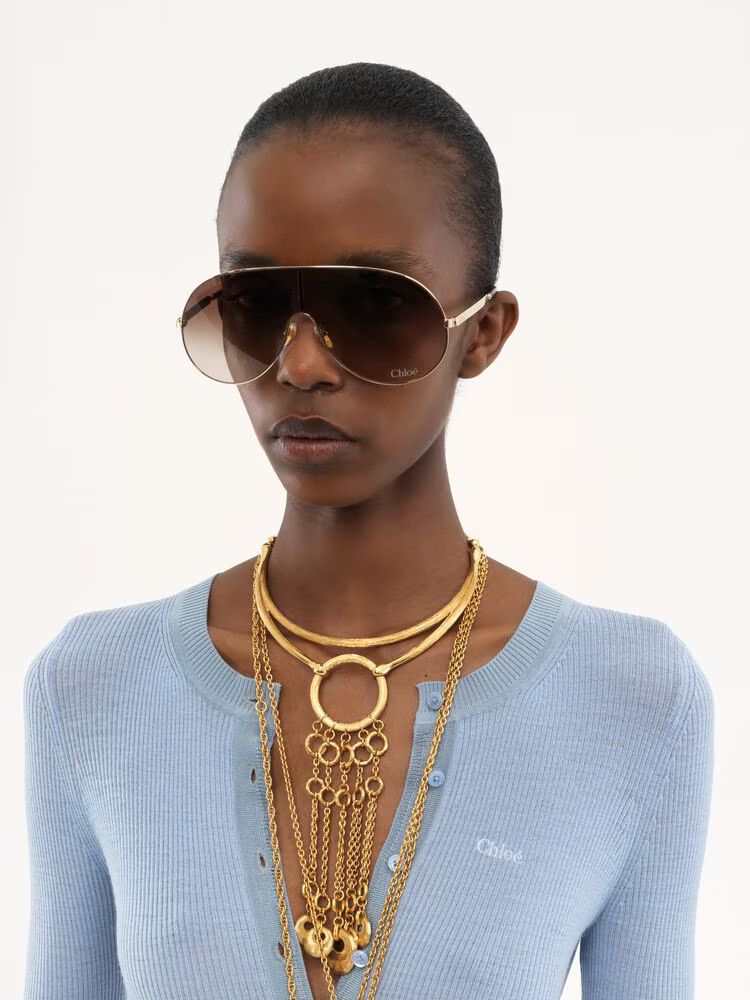 Chloe o1loc1c11125 Knitted Henley T-Shirt in Light Blue Size S / US 4 / IT 40 - 5 Thumbnail