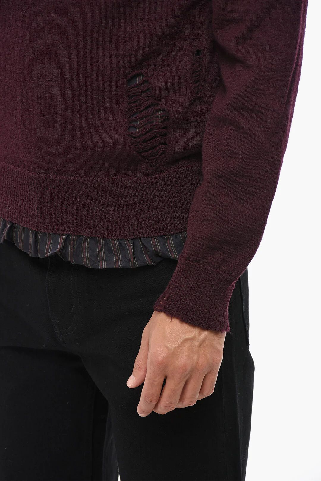 Maison Margiela og1mm0326 Wool Crewneck Sweater in Burgundy Size US S / EU 44-46 / 1 - 3 Thumbnail