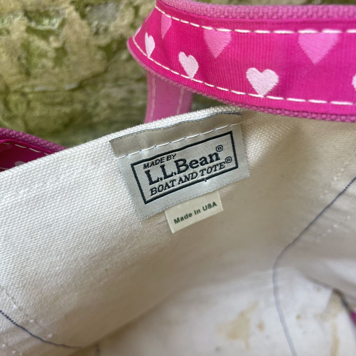 L.L. Bean Vintage L.L.Bean 90s Boat Tote Bag Pink Heart Handles Size ONE SIZE - 4 Thumbnail