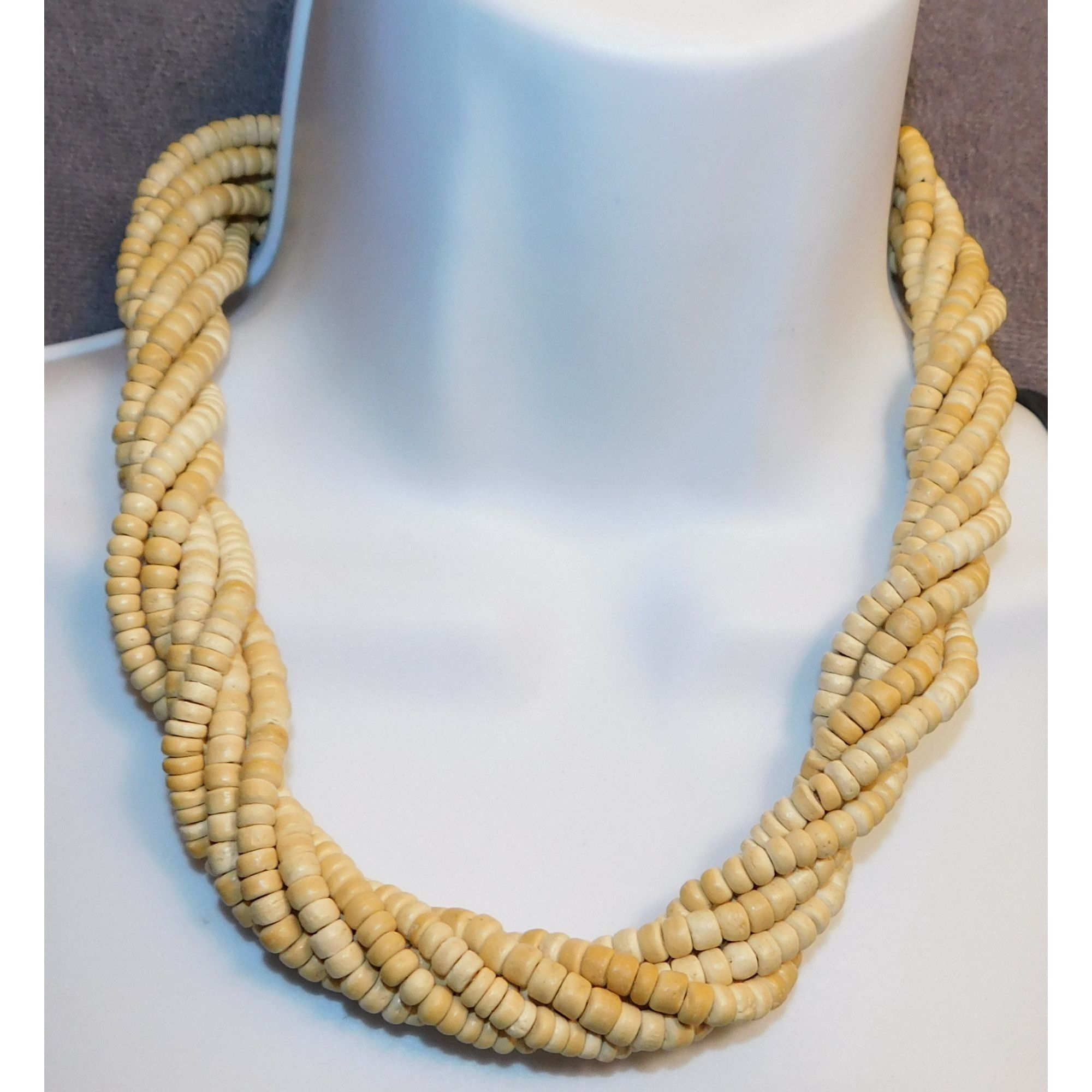 Other Beachy Beige Wooden Beaded Torsade Necklace Size ONE SIZE - 2 Thumbnail