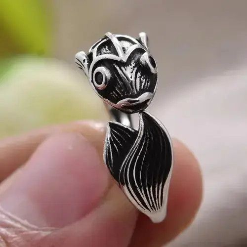 Handmade × Jewelry Koi Fish Ring Japan Silver Art Anime Classic Good Luck Size ONE SIZE - 2 Thumbnail