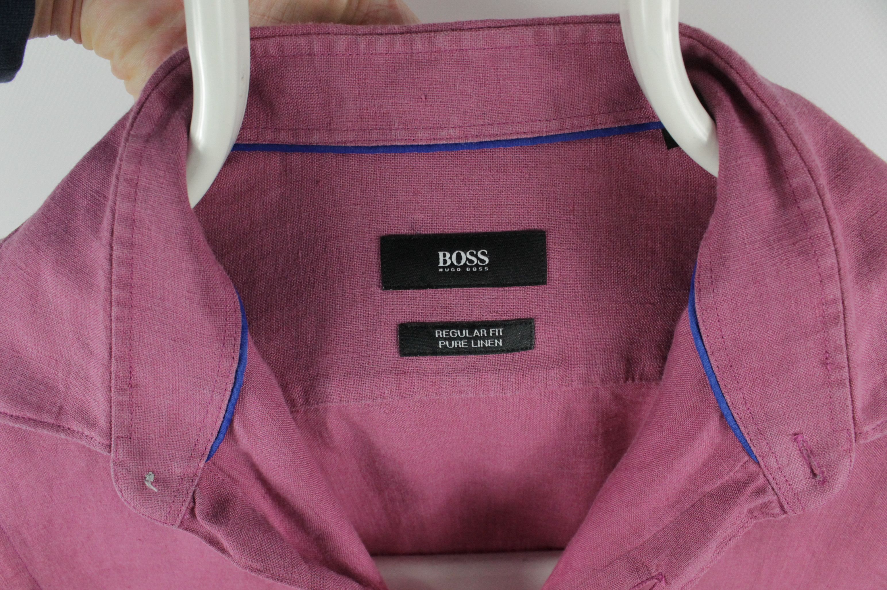 Hugo Boss Hugo Boss Regular Fit Pale Pink Linen Shirt Men's Size US S / EU 44-46 / 1 - 3 Thumbnail