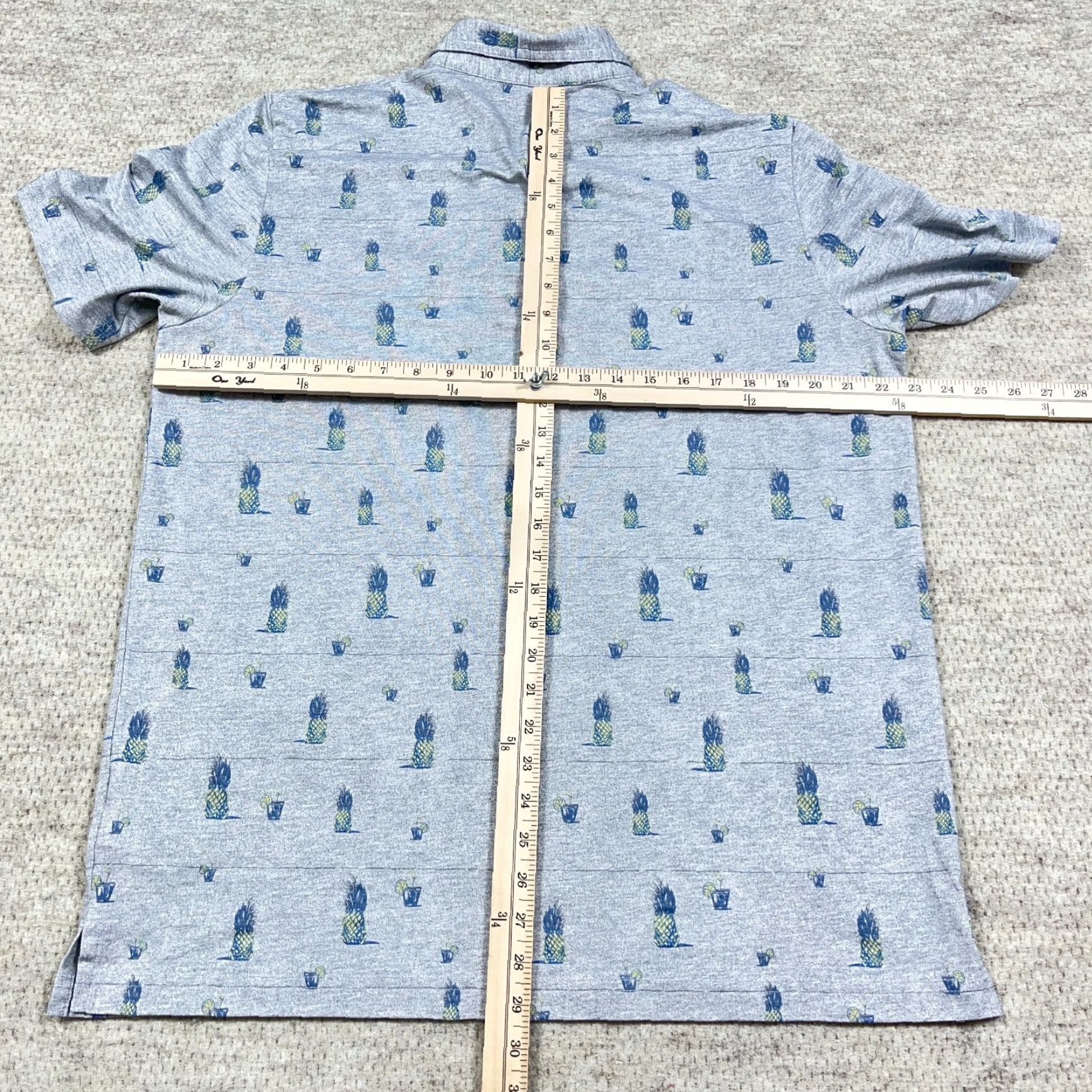 TravisMathew Travis Mathew Polo Shirt Men XL Gray Pineapple Print Performance AOP Adult Golf Shirt Size US XL / EU 56 / 4 - 6 Thumbnail