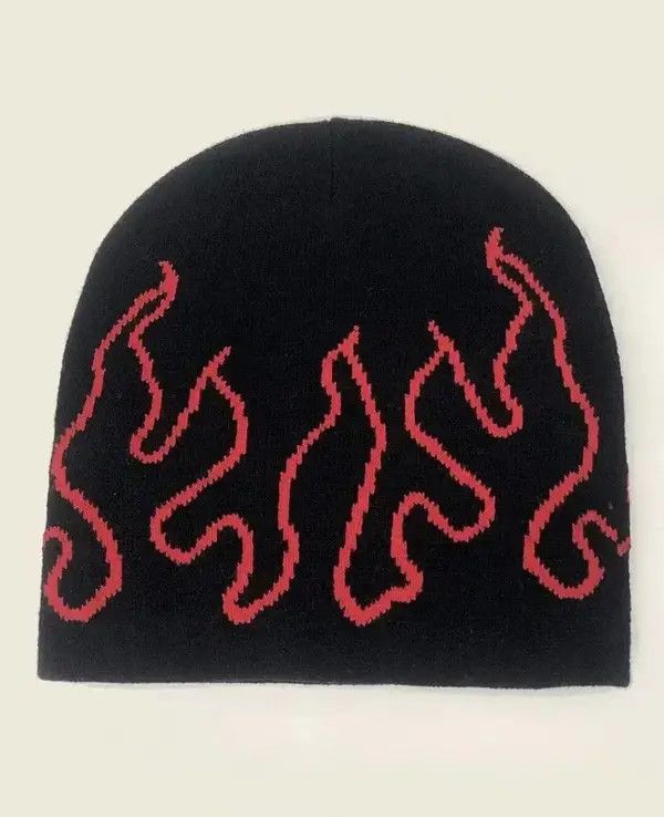 Japanese Brand Skull & Fire Pattern Beanie Size ONE SIZE - 2 Thumbnail
