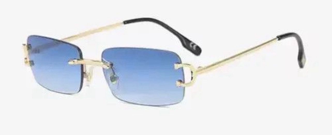Electric Visual Blue Lence Retro Rectangular Rimles Sunglasess Size ONE SIZE - 2 Thumbnail