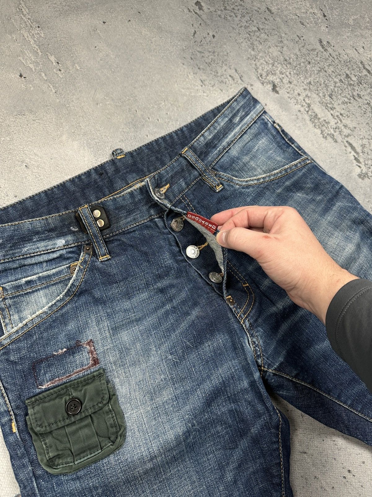 Dsquared2 Dsquared2 Distressed Patchwork Denim Jeans Military Pocket Size US 33 - 10 Thumbnail