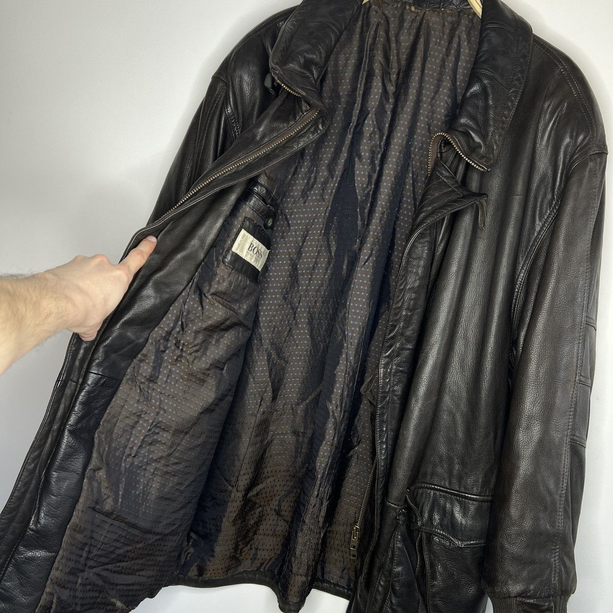 Hugo Boss Vintage 90s y2k Hugo Boss Leather Jacket Coat Calfskin Sz 52 Size US L / EU 52-54 / 3 - 11 Thumbnail