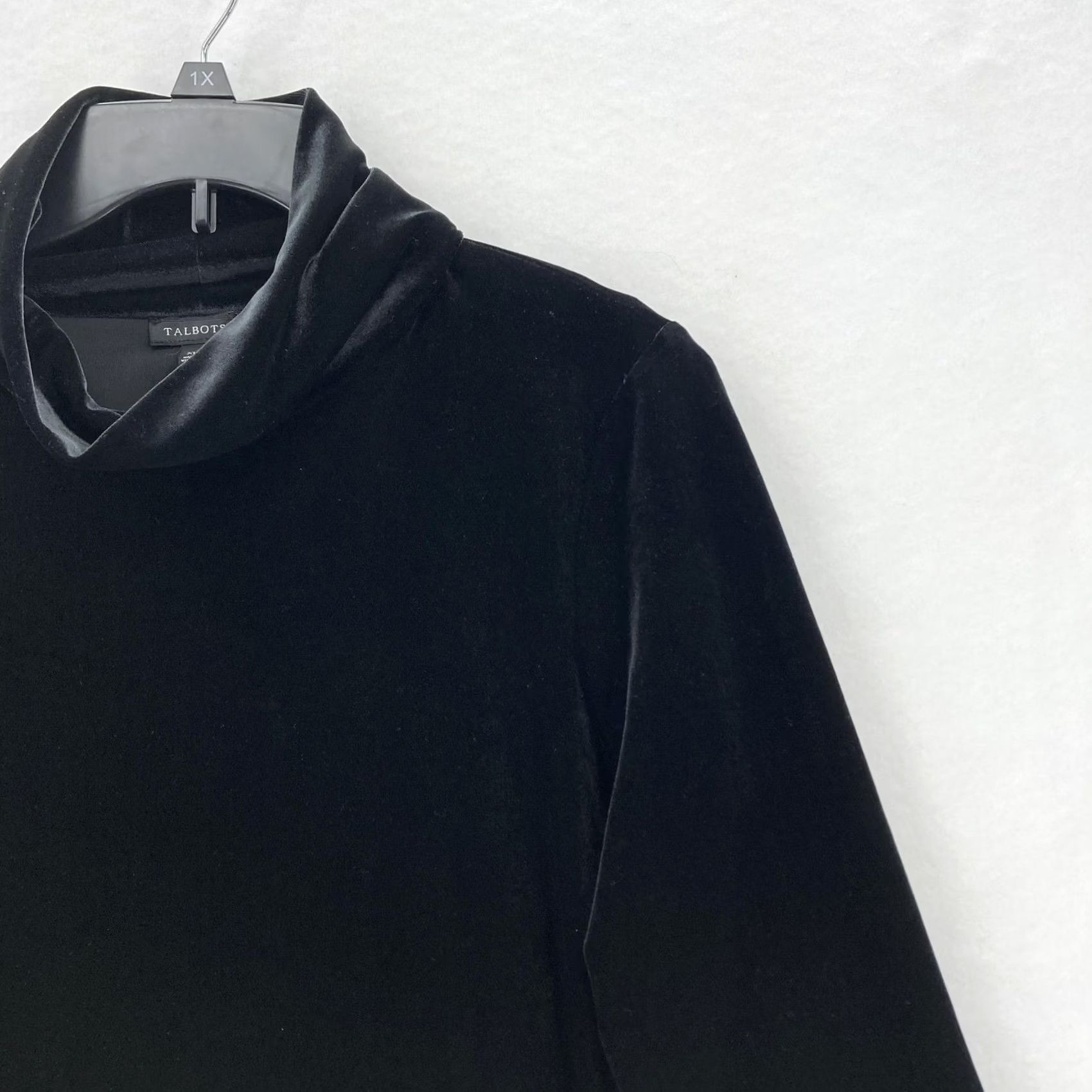Talbots Talbots Sweater Womens XL Black Velvet Cowl Neck Pullover Long Sleeve Holiday Christmas Party/Cocktail Workwear Size XL / US 12-14 / IT 48-50 - 2 Thumbnail