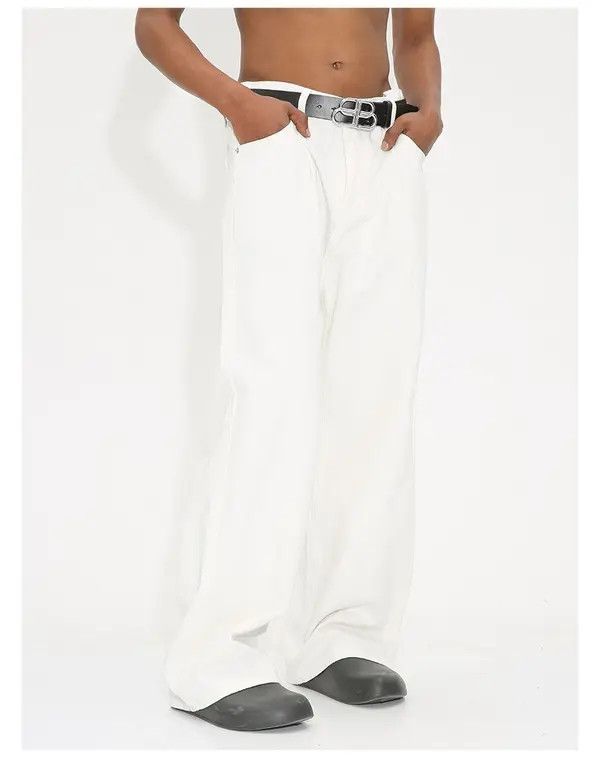 VIBE White Baggy Denim Jeans Size US 33 - 6 Thumbnail