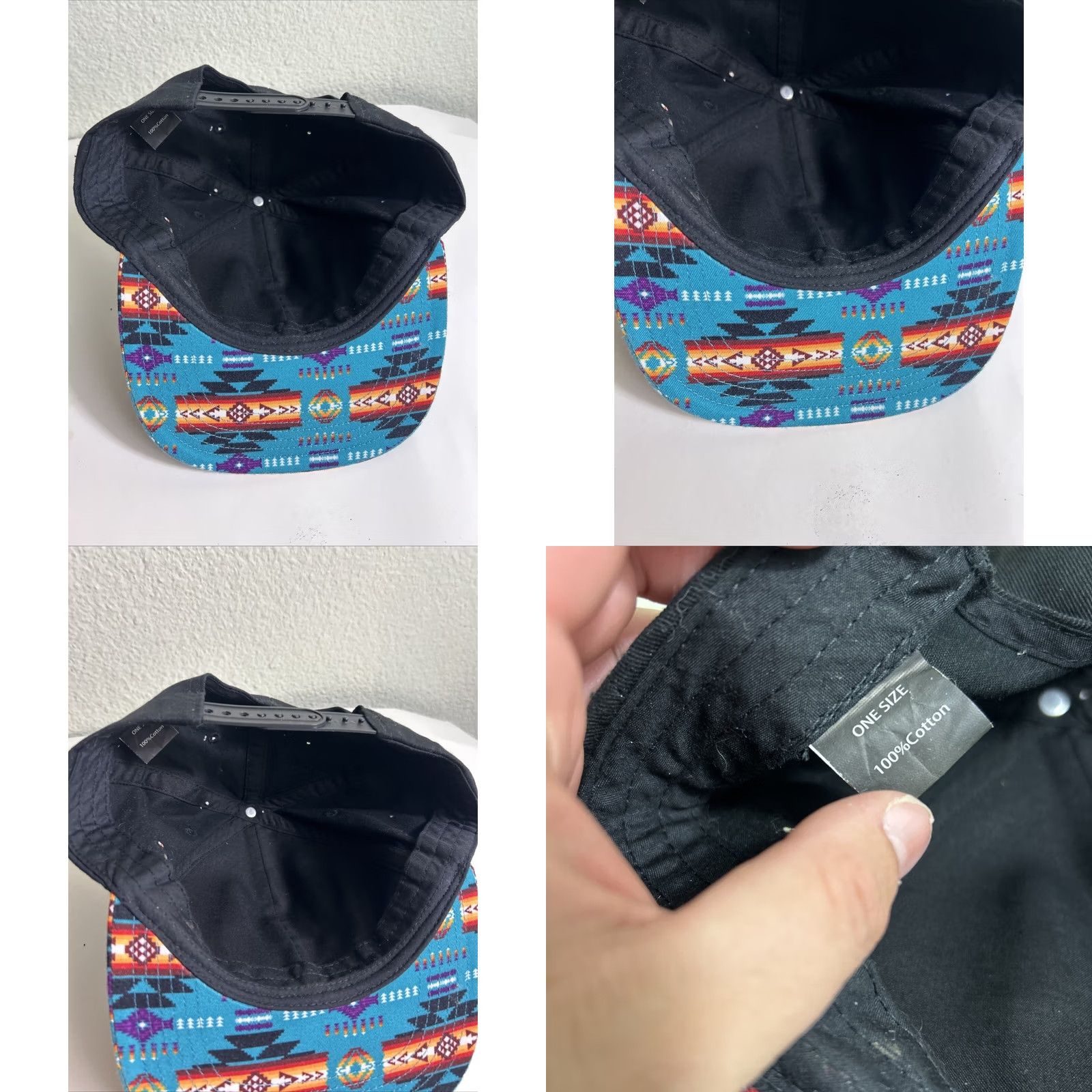 Native VINTAGE Aztec Native Tribal Print SnapBack Hat Flat Brim Cap One Size M-54 Baseball Size ONE SIZE - 9 Thumbnail