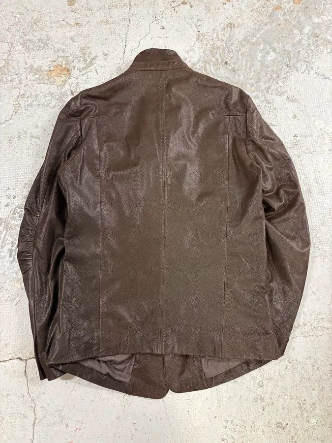 Marithe + Francois Girbaud AW2002 Marithé + François Girbaud Pleats Brown Leather Avant-Garde Blazer Jacket Size 44R - 6 Thumbnail