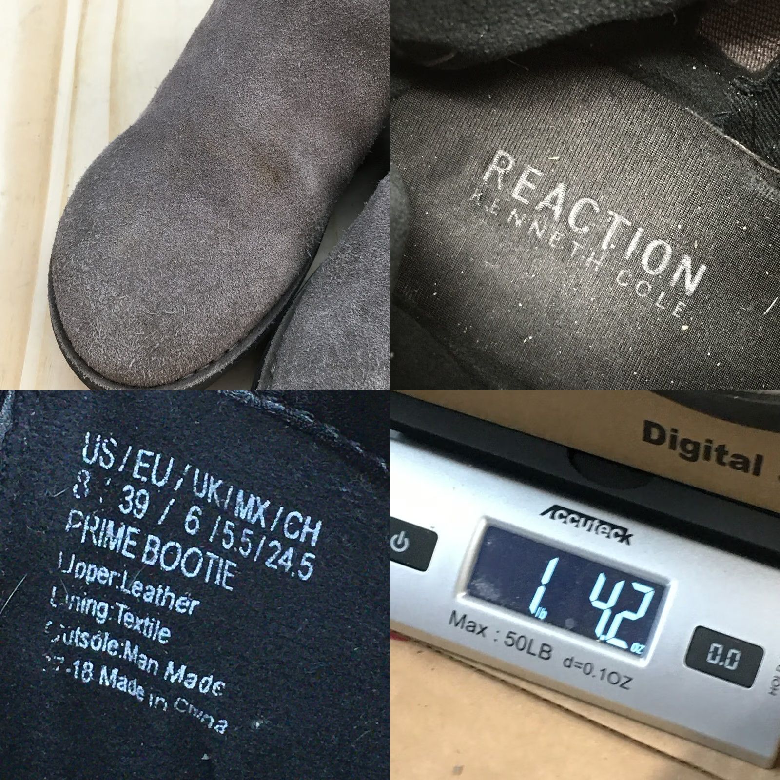 Vintage Kenneth Cole Reaction Boots Womens 8 Gray Leather Wedge Ankle Booties Zip Size US 8 / IT 38 - 9 Thumbnail