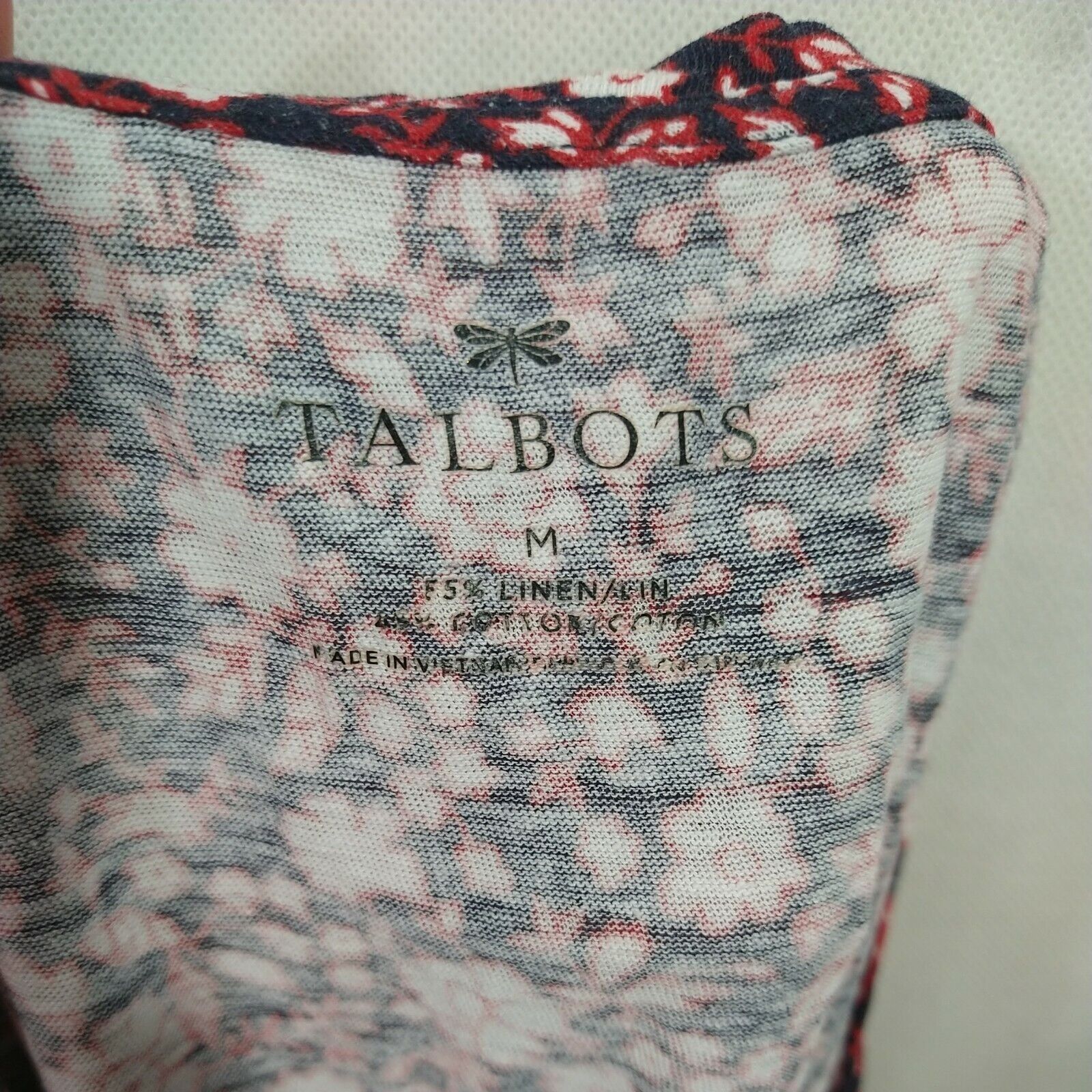 Talbots Talbots Top Shirt Women Size M Floral Blue Red Linen Cotton Size M / US 6-8 / IT 42-44 - 6 Thumbnail