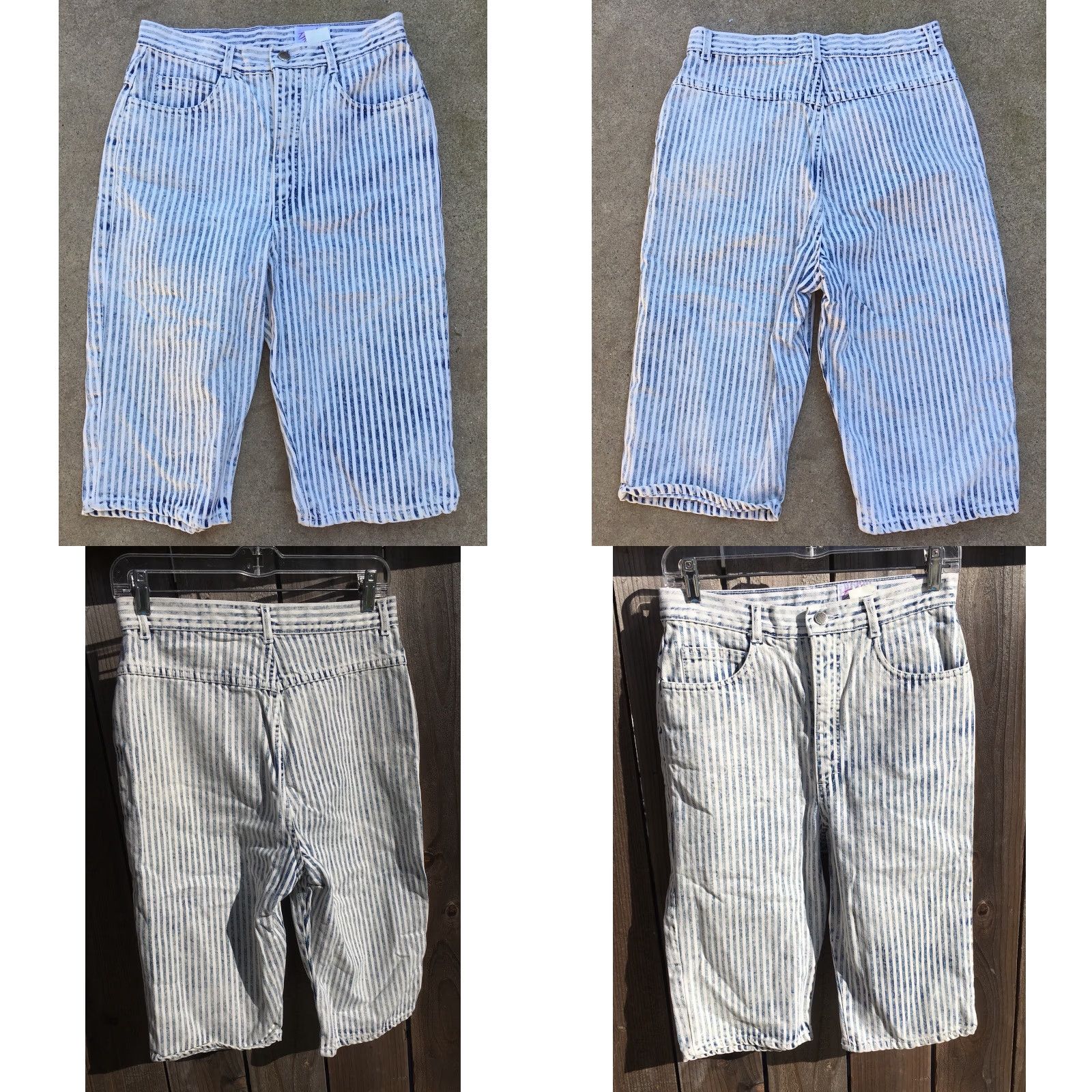 Denime VINTAGE Dirty Dancing Striped Acid Wash Denim Shorts 1980s 80s Size 12 29” Waist Denim Shorts Womens Boys Girls Mens Size 34" / US 12 / IT 48 - 8 Thumbnail