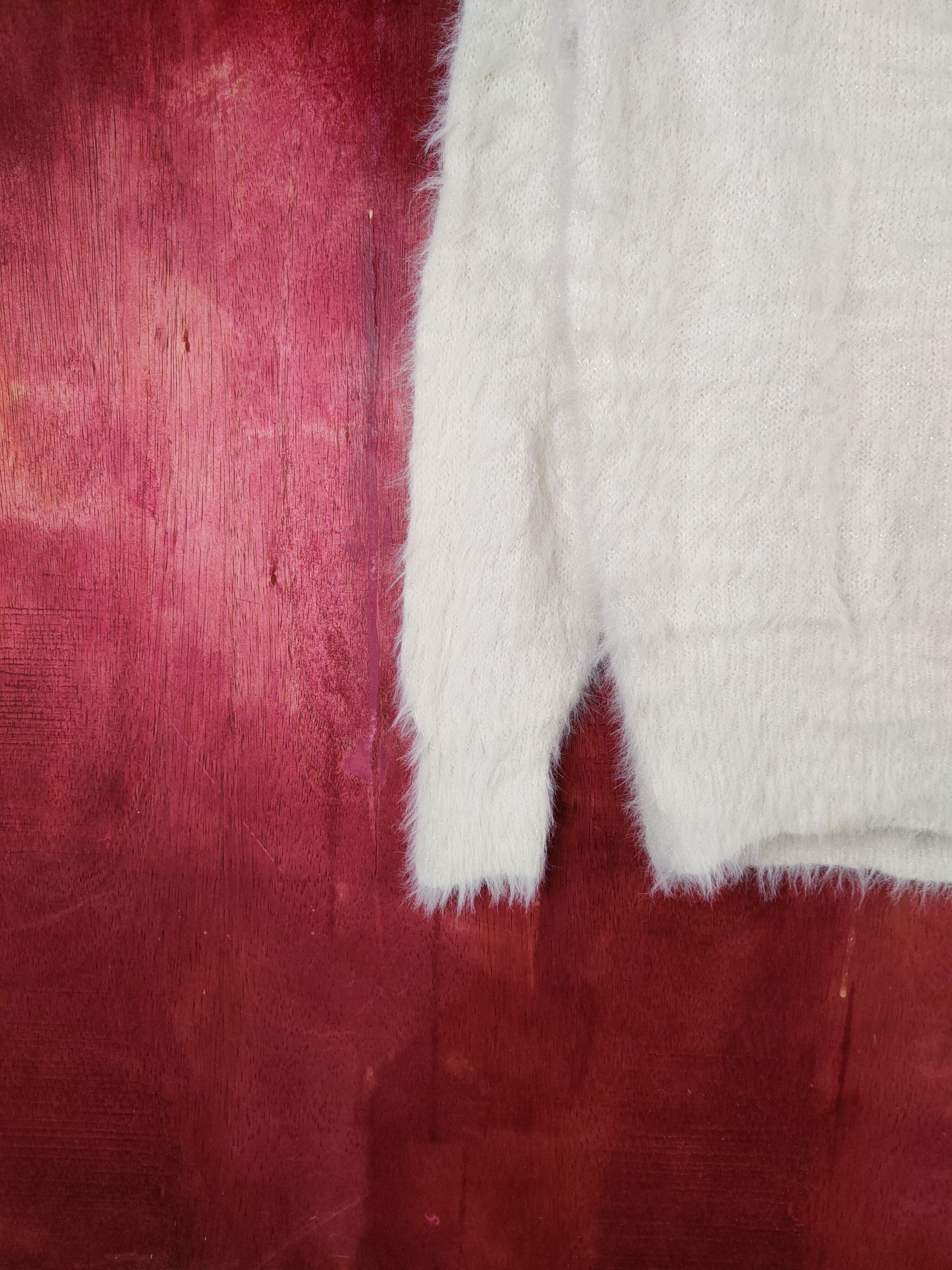 Homespun Knitwear × Japanese Brand × Vintage May Pretty White Shag Shaggy Fur Mohair Knitwear #S1946 Size S / US 4 / IT 40 - 4 Thumbnail