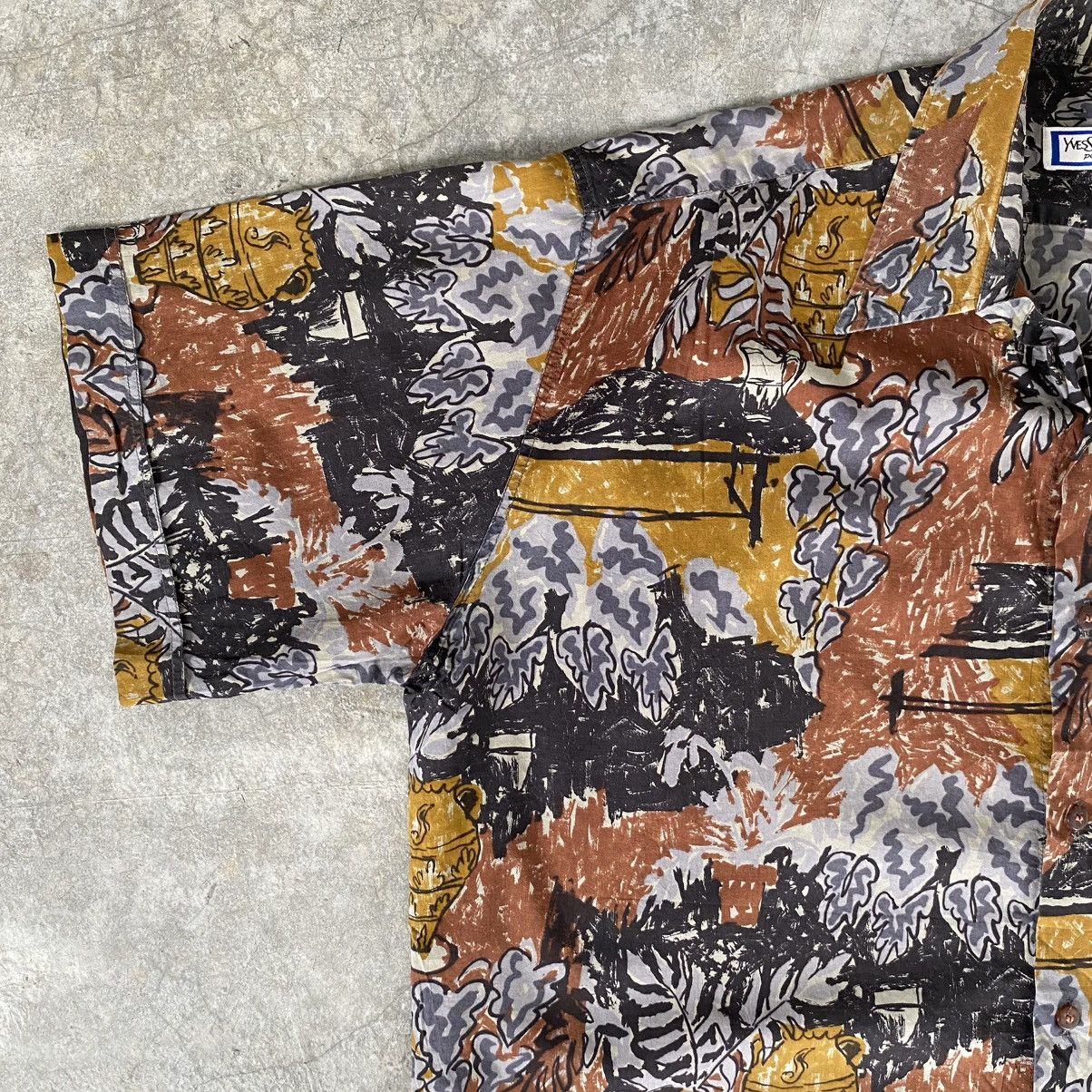 Yves Saint Laurent Vintage 90’s YSL Pour Homme Batik Abstract Button Ups Shirts Size US L / EU 52-54 / 3 - 4 Thumbnail