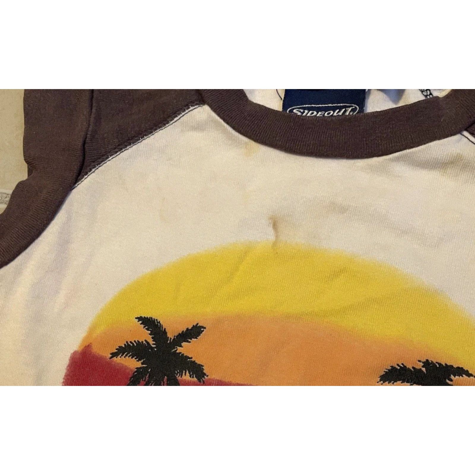 VINTAGE Sideout Shirt S Beach Surf Skate Grunge 90s Y2K White Sleeveless