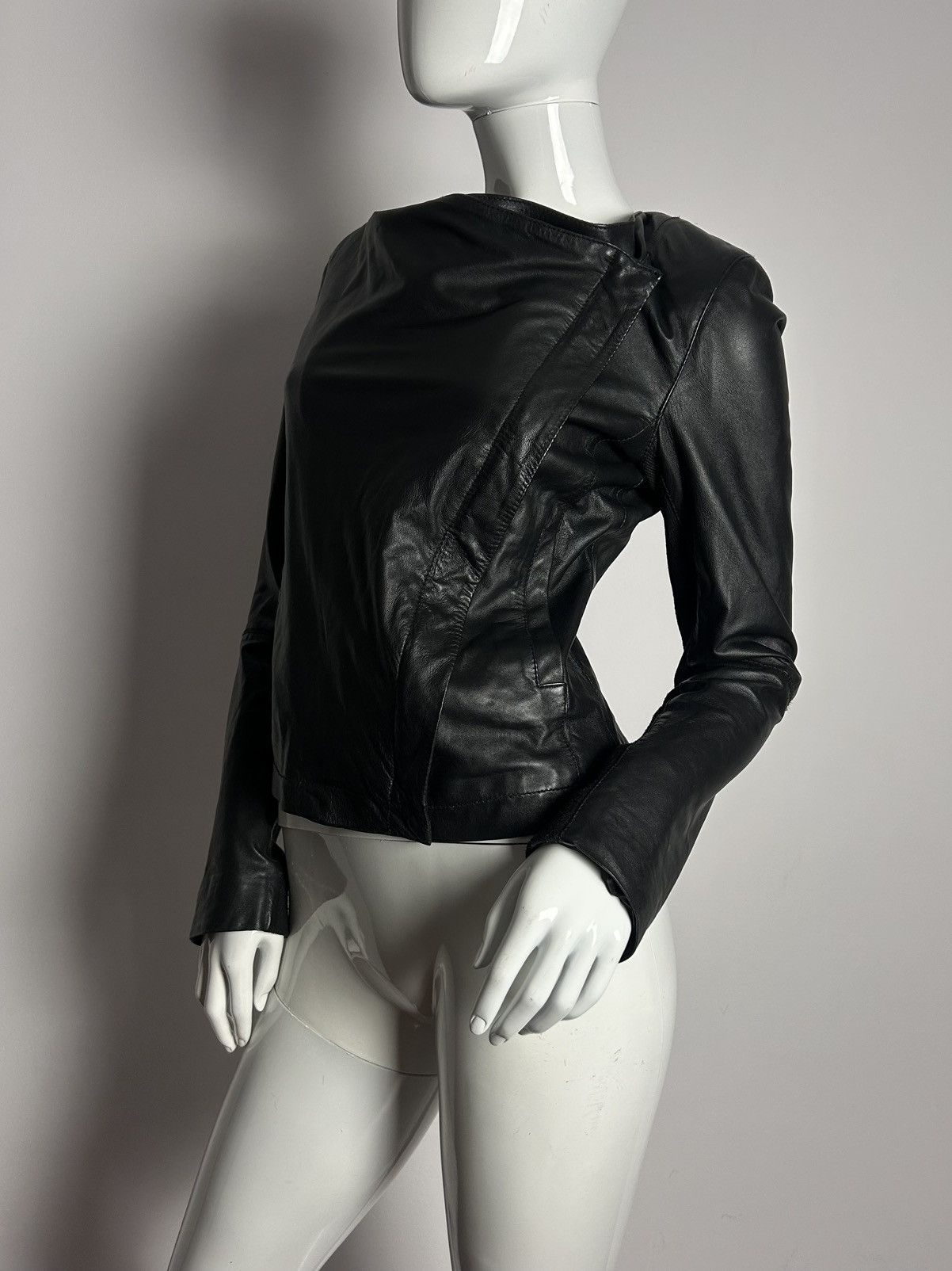 Other French designed leather vintage asymmetric jacket Size S / US 4 / IT 40 - 3 Thumbnail