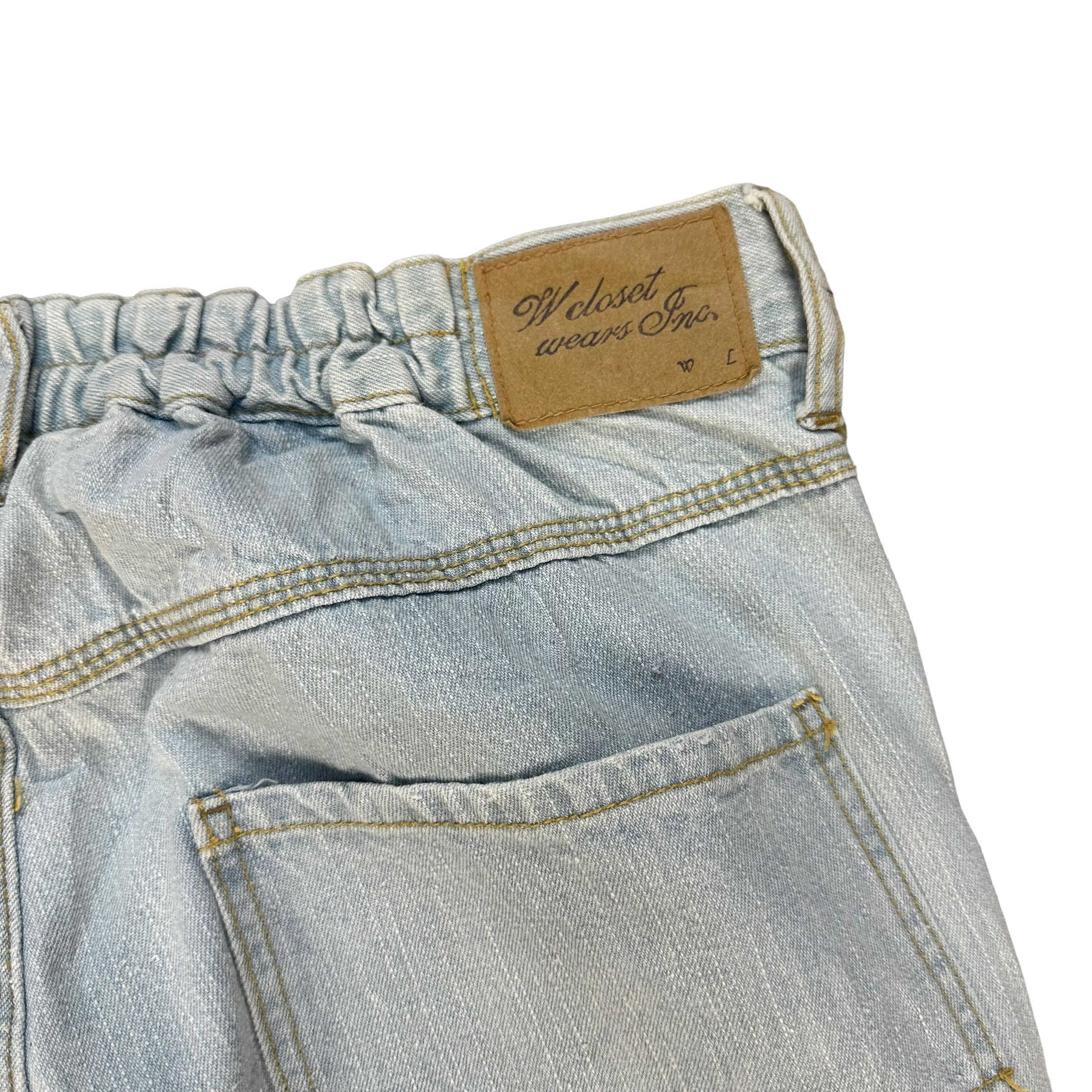 Japanese Brand W CLOSET BORO LIGHT WASH DRAWSTRING DENIM PANTS #8849-031 Size US 33 - 10 Thumbnail