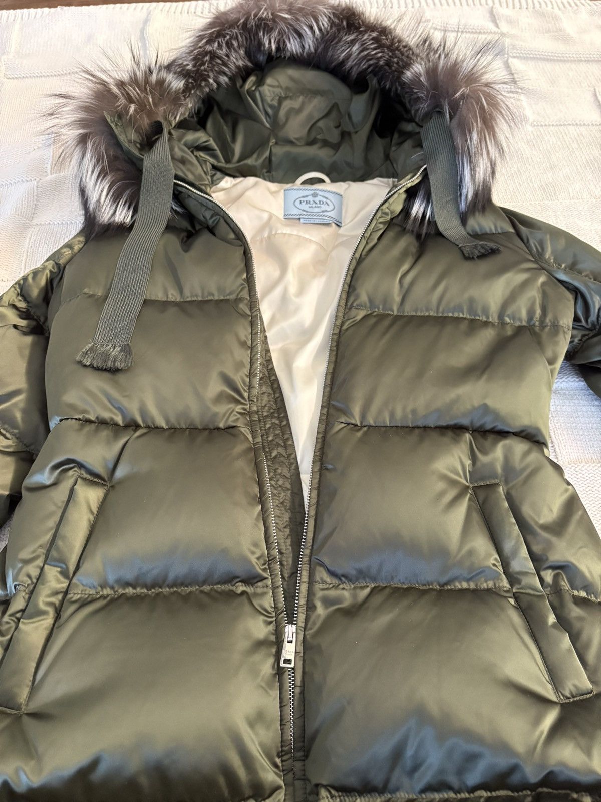 Prada Satin Prada Winter Coat Fox Fur Trim Size M / US 6-8 / IT 42-44 - 2 Thumbnail