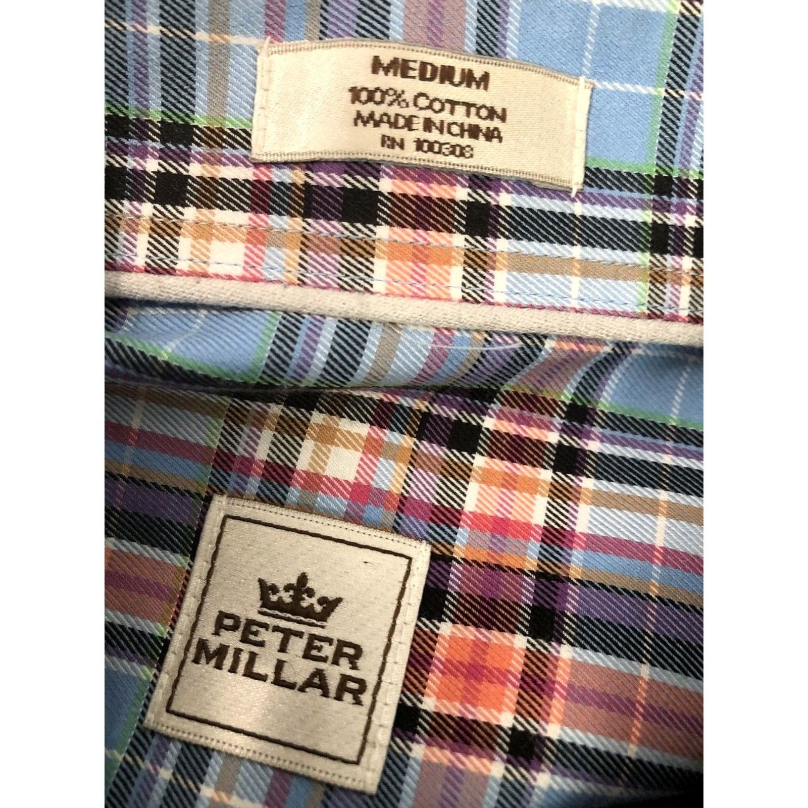 Peter Millar PETER MILLAR Mens M Blue/Pink/Red Plaid Button-Down Shirt Size US M / EU 48-50 / 2 - 6 Thumbnail