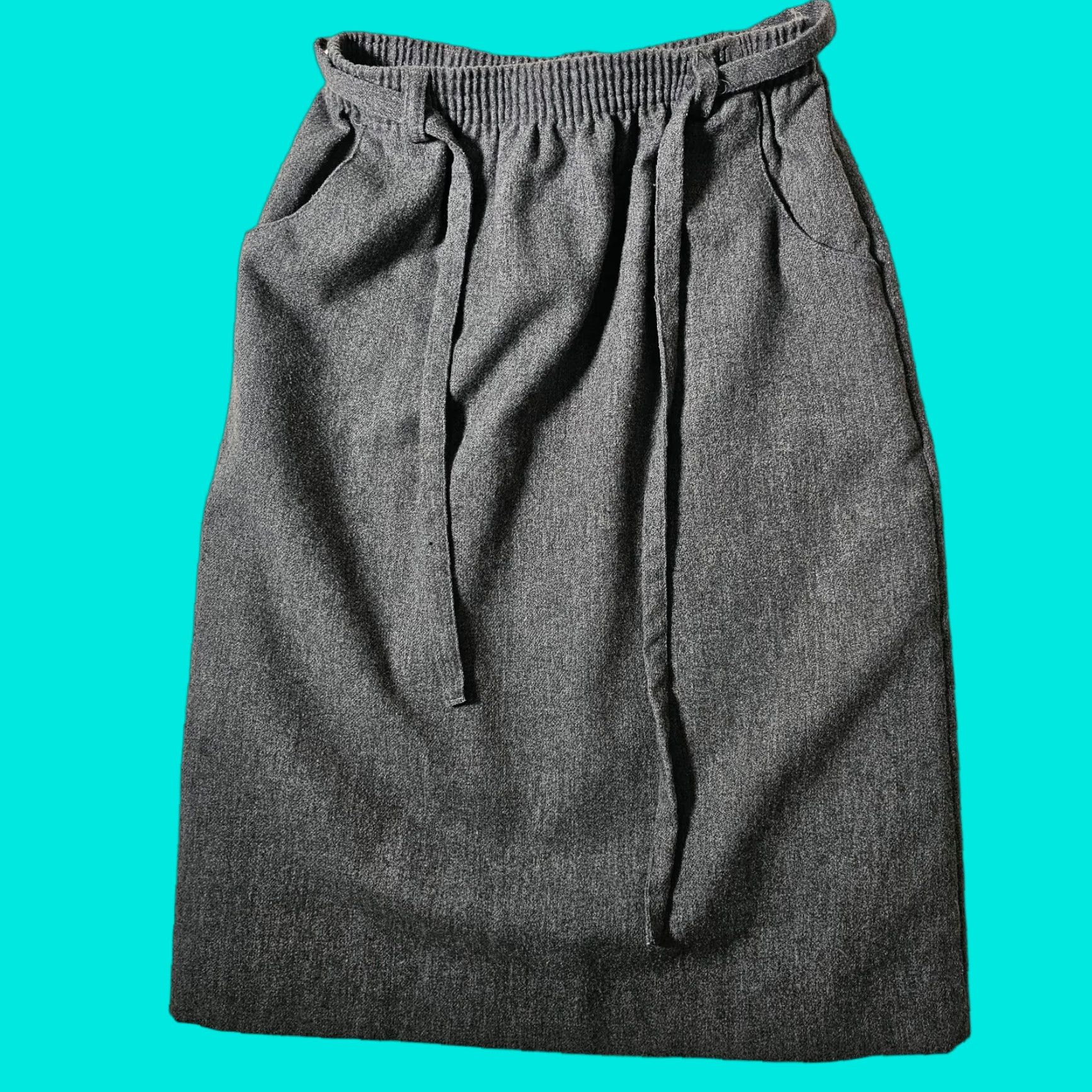 Vintage Ermane' Vintage Women's Gray Solid Mid Calf Secretary Skirt Size 9/10 USA Belted Size 30" / US 8 / IT 44 - 1 Thumbnail