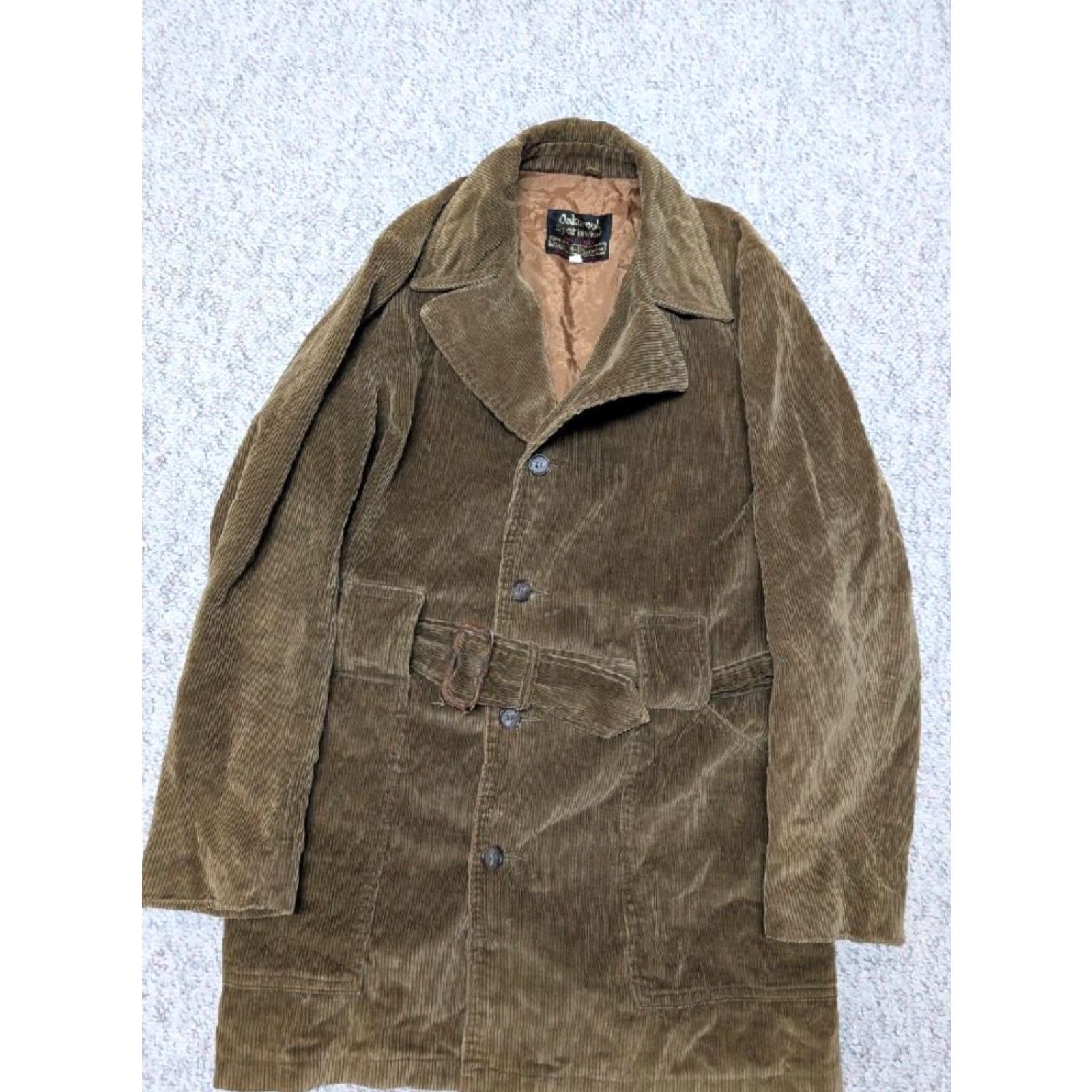 Vintage VINTAGE NORFOLK corduroy coat BELTED green 38 jacket blazer TALL/LONG sherlock Mens Size 36R - 3 Thumbnail
